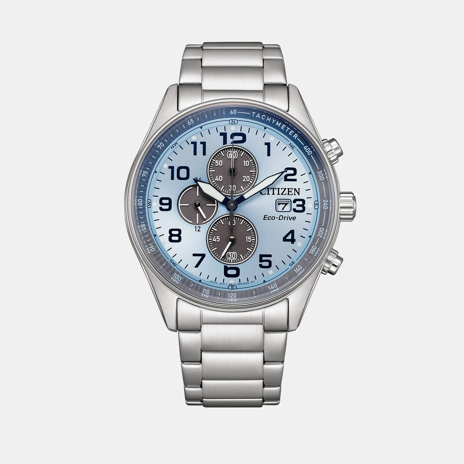 Eco-Drive Men Eco-Drive Light Blue Dial Chronograph Stainless Steel Watch CA0770-72M - Image 2