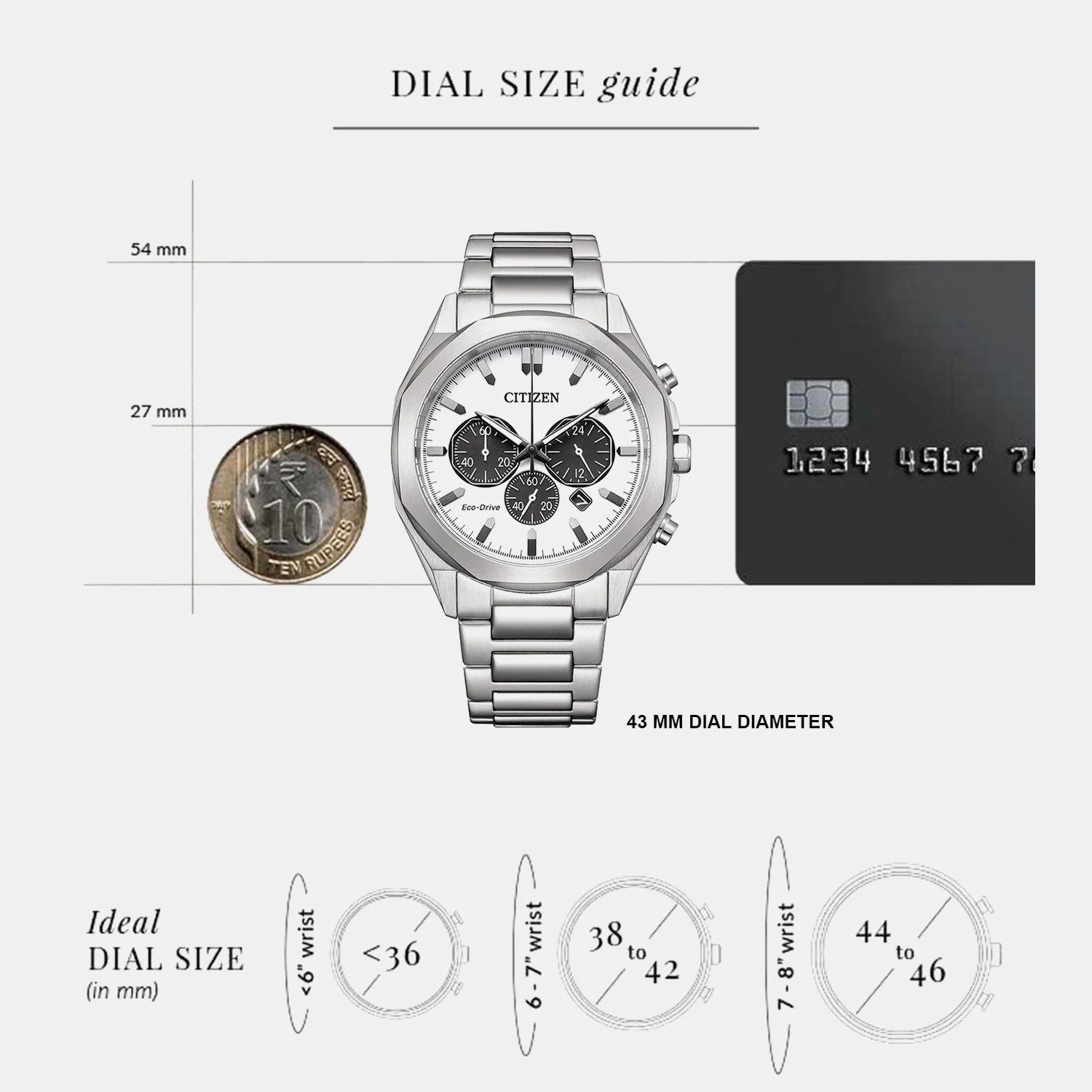 Eco-Drive Men Eco-Drive White Dial Chronograph Stainless Steel Watch CA4590-81A - Image 5