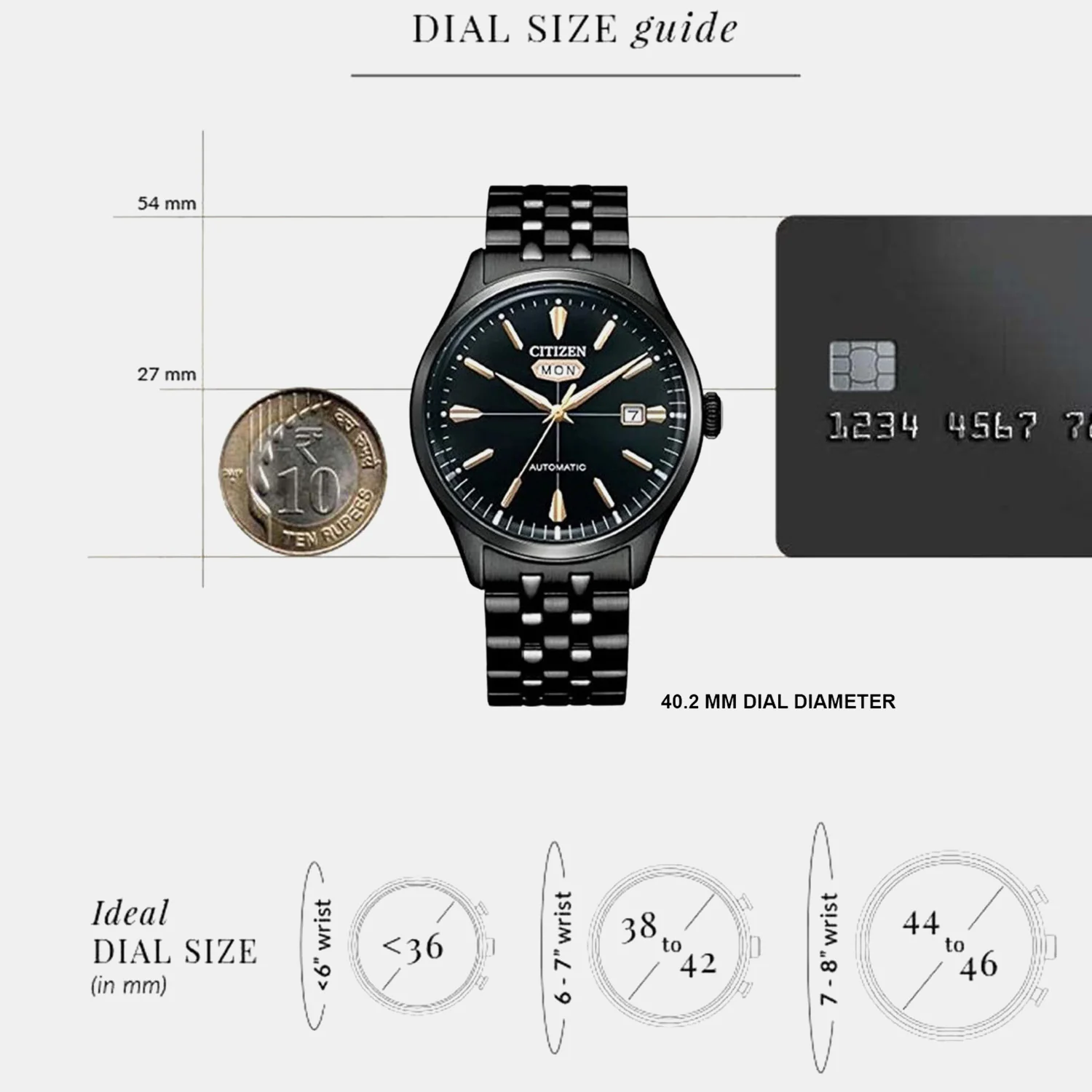 Mechanical Men Automatic Black Dial Analog Stainless Steel Watch NH8395-77E - Image 7