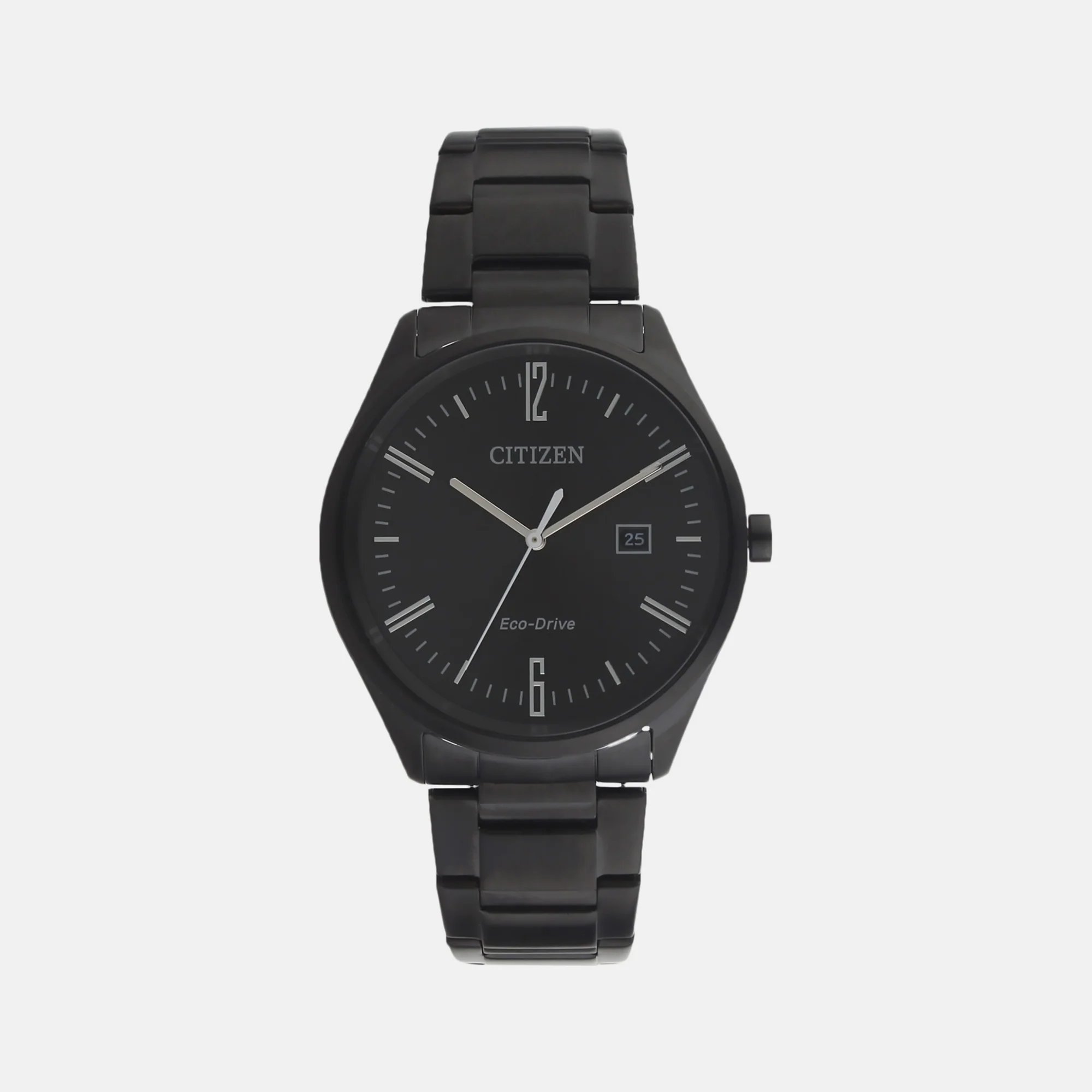 Men Eco-Drive Black Dial Analog Stainless Steel Watch BM7355-82E