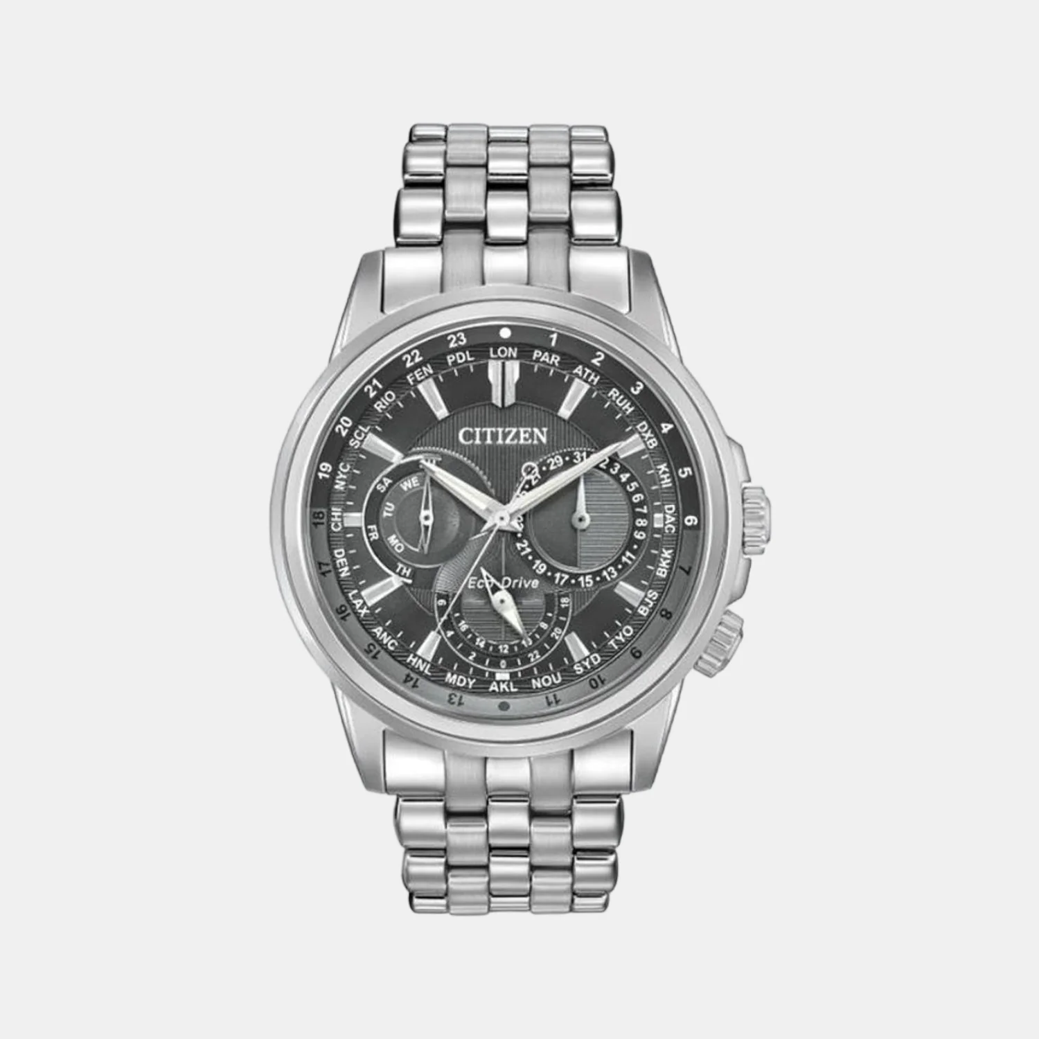 Men Eco-Drive Grey Dial Chronograph Stainless Steel Watch BU2021-51H