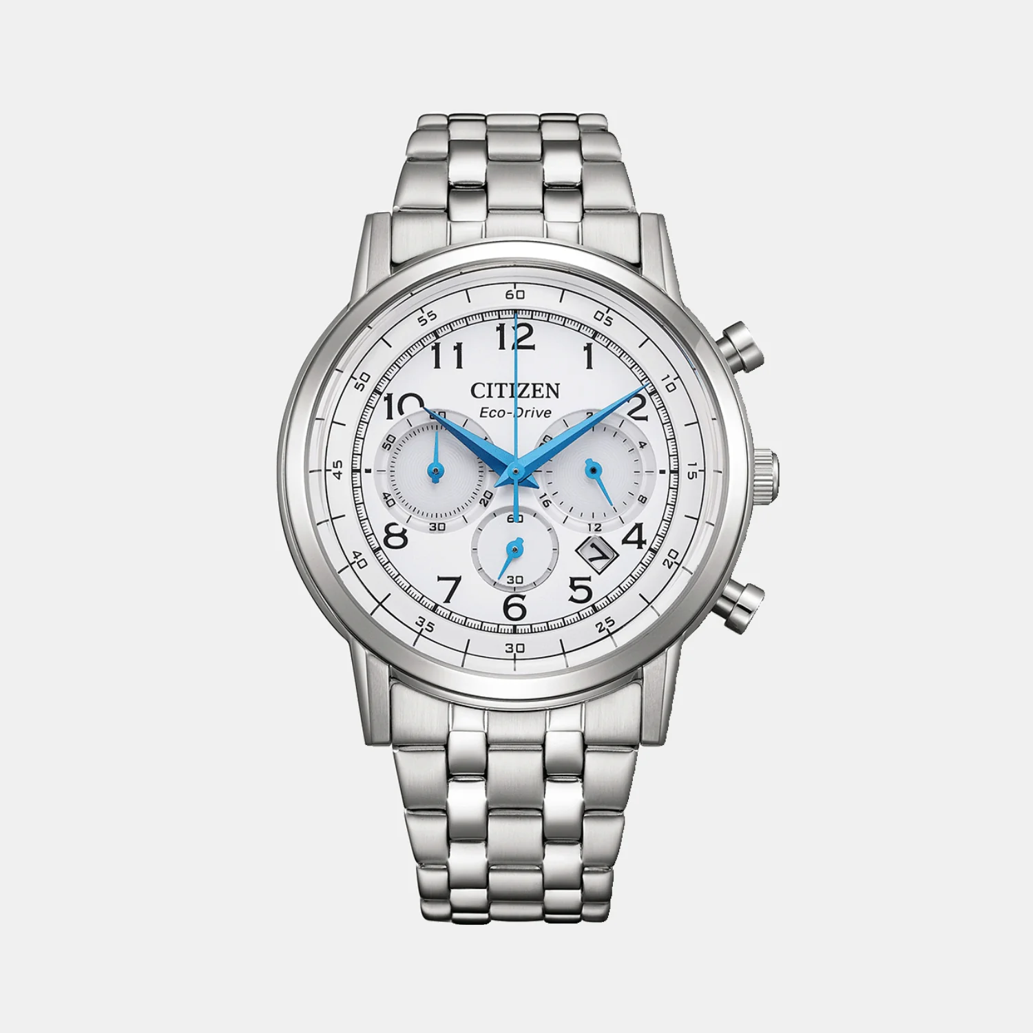 Men Eco-Drive White Dial Chronograph Stainless Steel Watch CA4630-53A - Image 2
