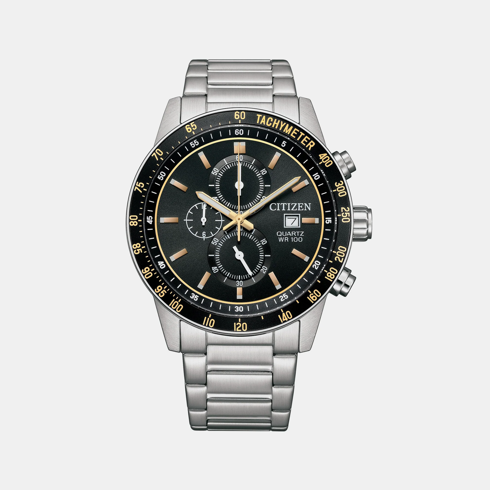 Men Quartz Black Dial Chronograph Stainless Steel Watch AN3681-57E - Image 2