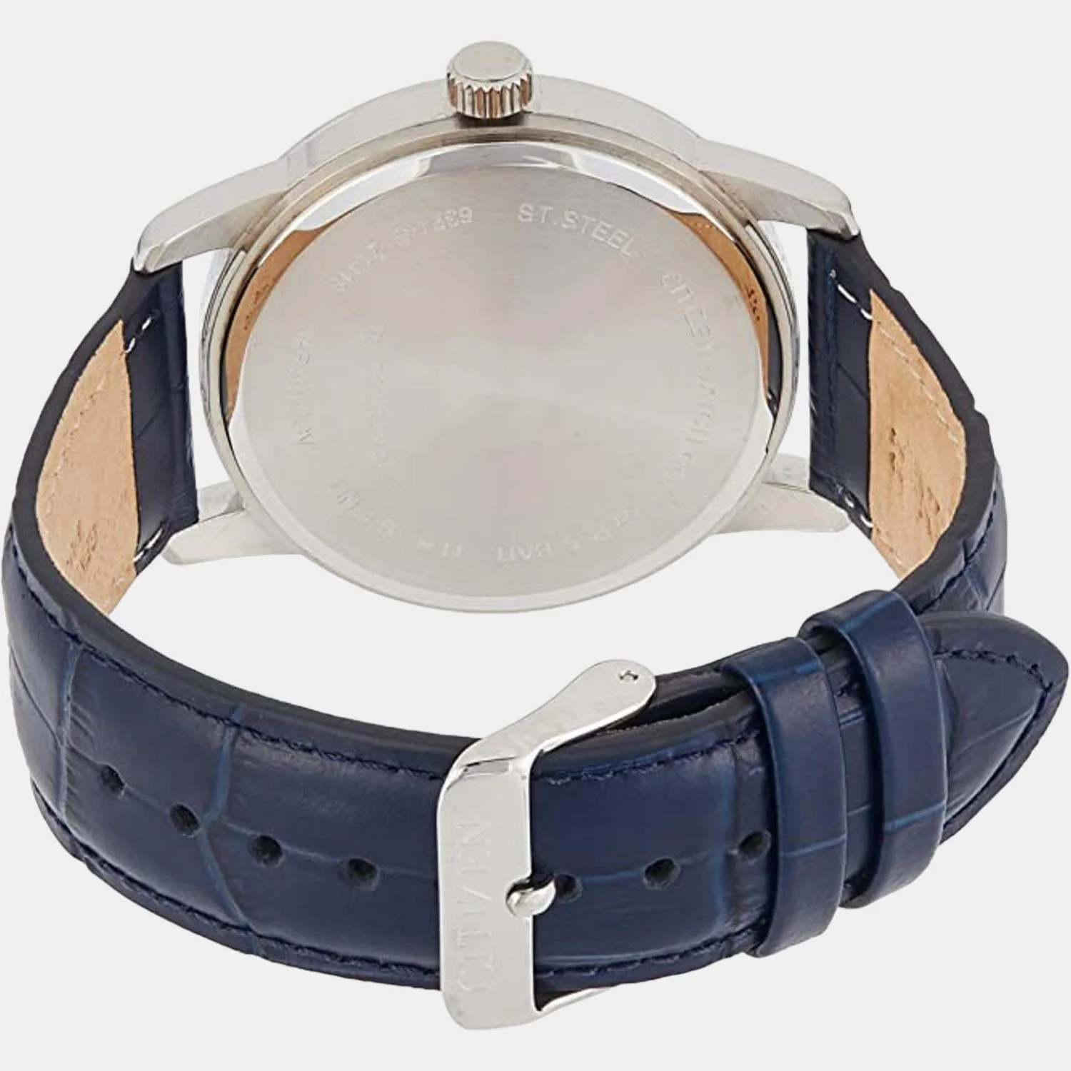 Men Quartz Blue Dial Analog Leather Watch AK5000-03A - Image 2