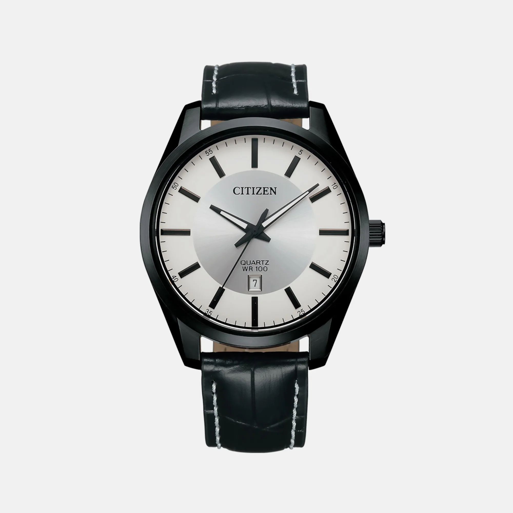 Men Quartz White Dial Analog Leather Watch BI1035-09A