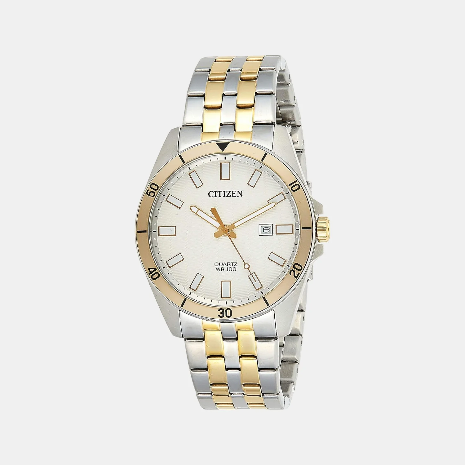 Men Quartz White Dial Analog Stainless Steel Watch BI5056-58A