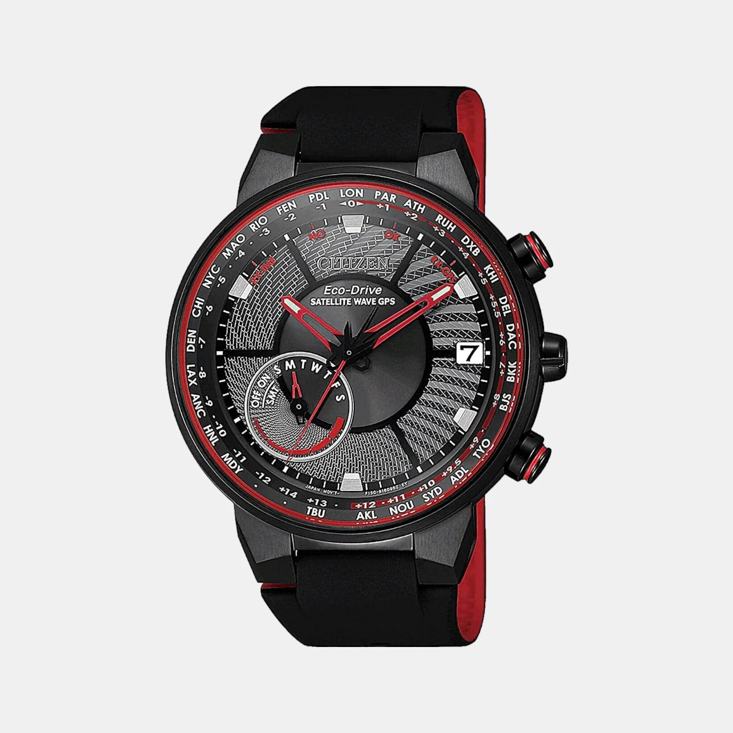 Satellite Wave Gps Men Quartz Red Dial Chronograph Silicone Watch CC3079-11E