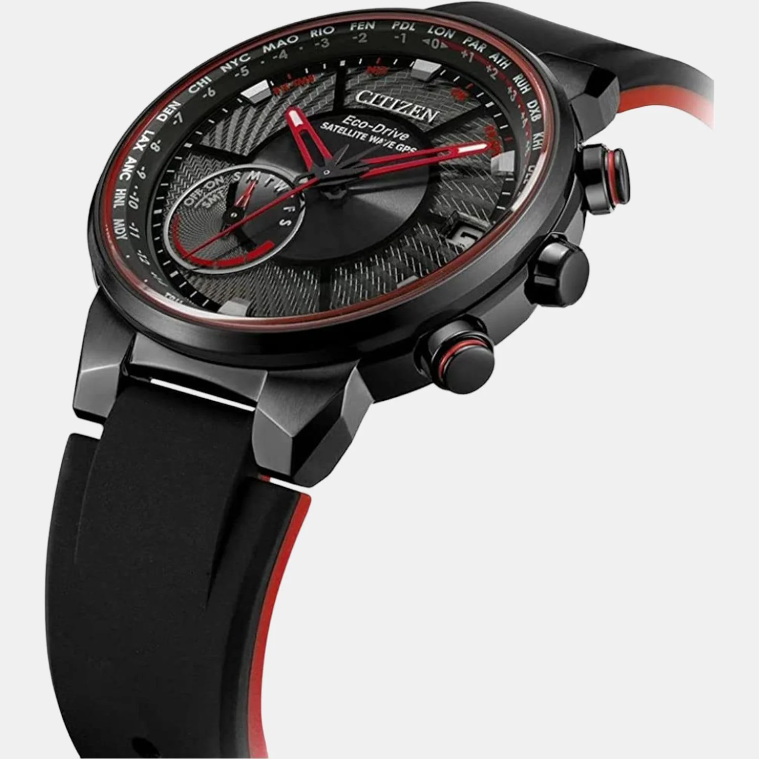 Satellite Wave Gps Men Quartz Red Dial Chronograph Silicone Watch CC3079-11E - Image 4