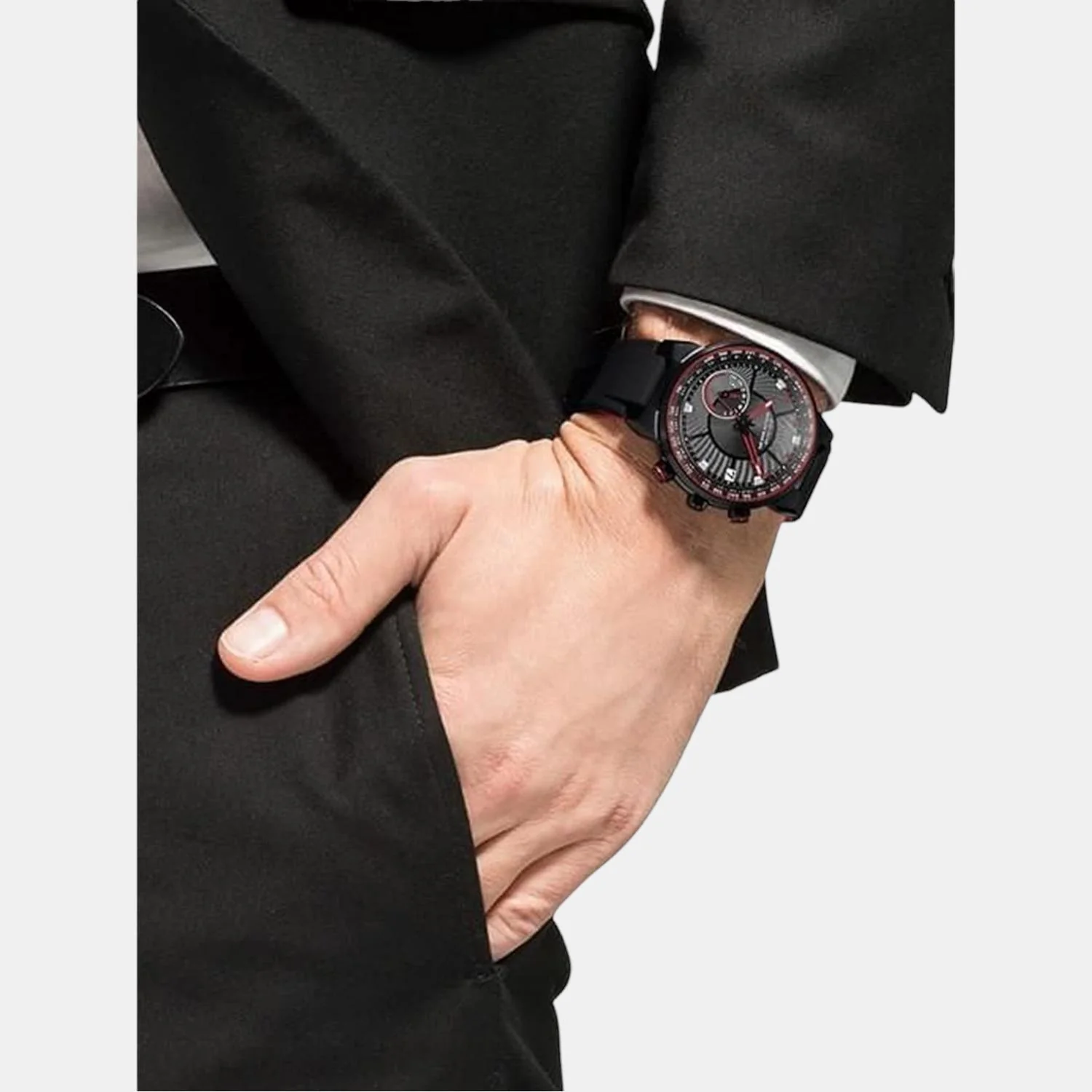 Satellite Wave Gps Men Quartz Red Dial Chronograph Silicone Watch CC3079-11E - Image 5