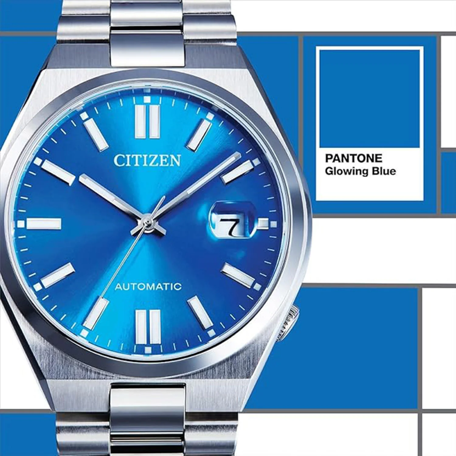 Tsuyosa Men Automatic Blue Dial Analog Stainless Steel Watch NJ0158-89L - Image 5