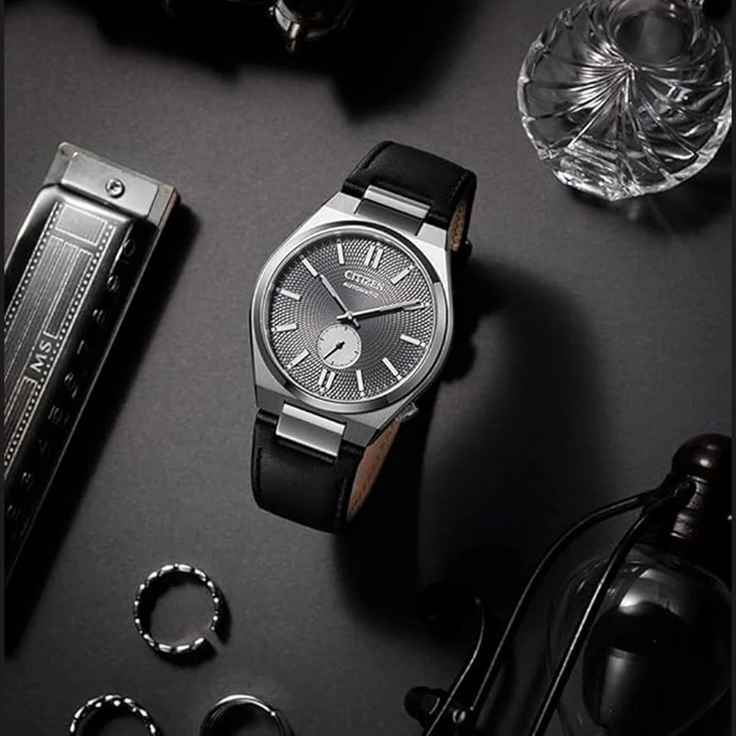 Tsuyosa Men Automatic Grey Dial Analog Leather Watch NK5010-01H - Image 3