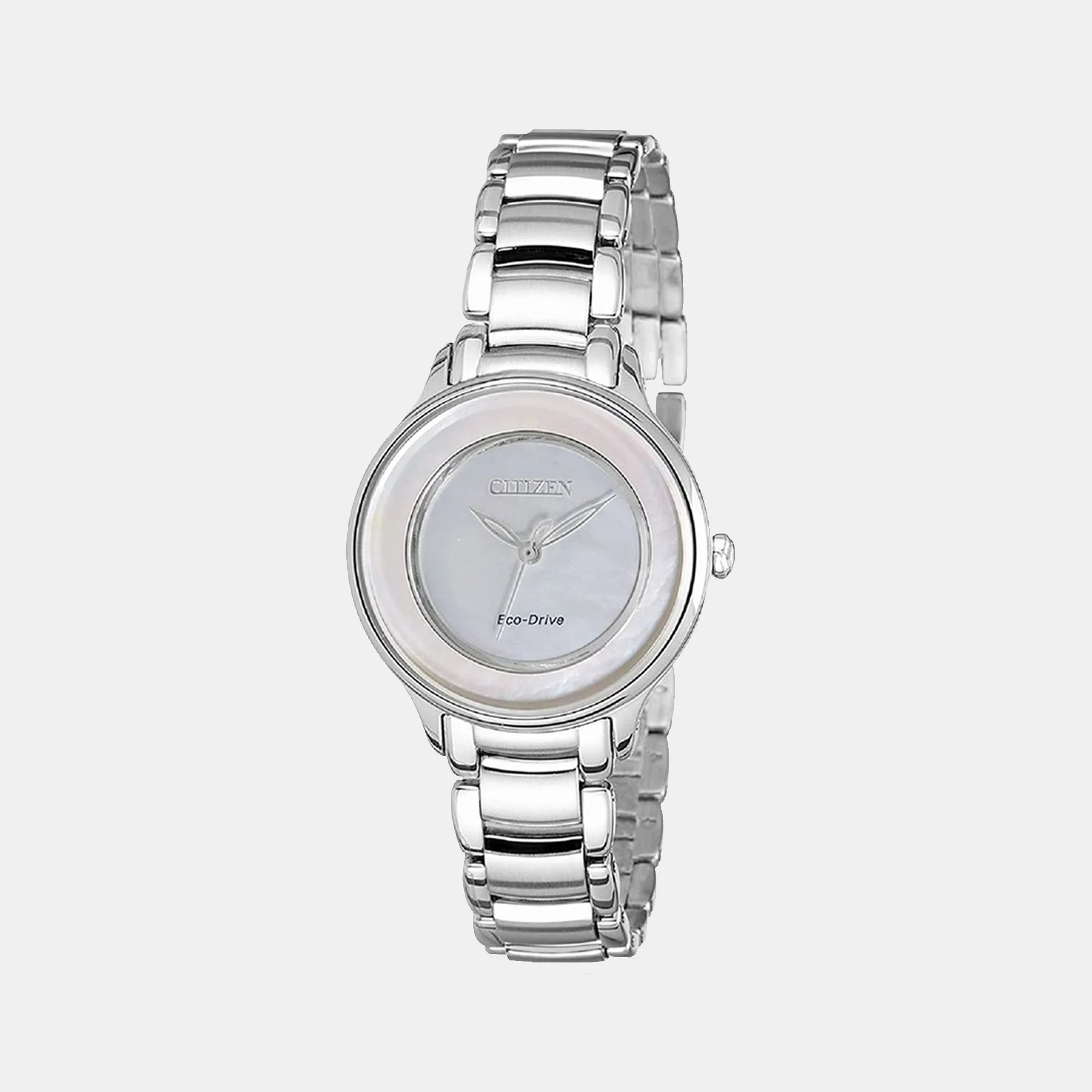 Women Eco-Drive Silver Dial Analog Stainless Steel Watch EM0380-57D