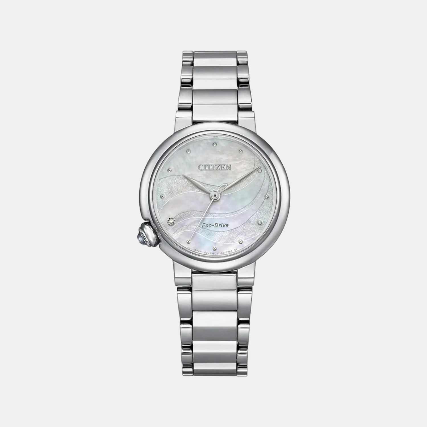 Women Eco-Drive Two Tone Dial Analog Stainless Steel Watch EM0910-80D