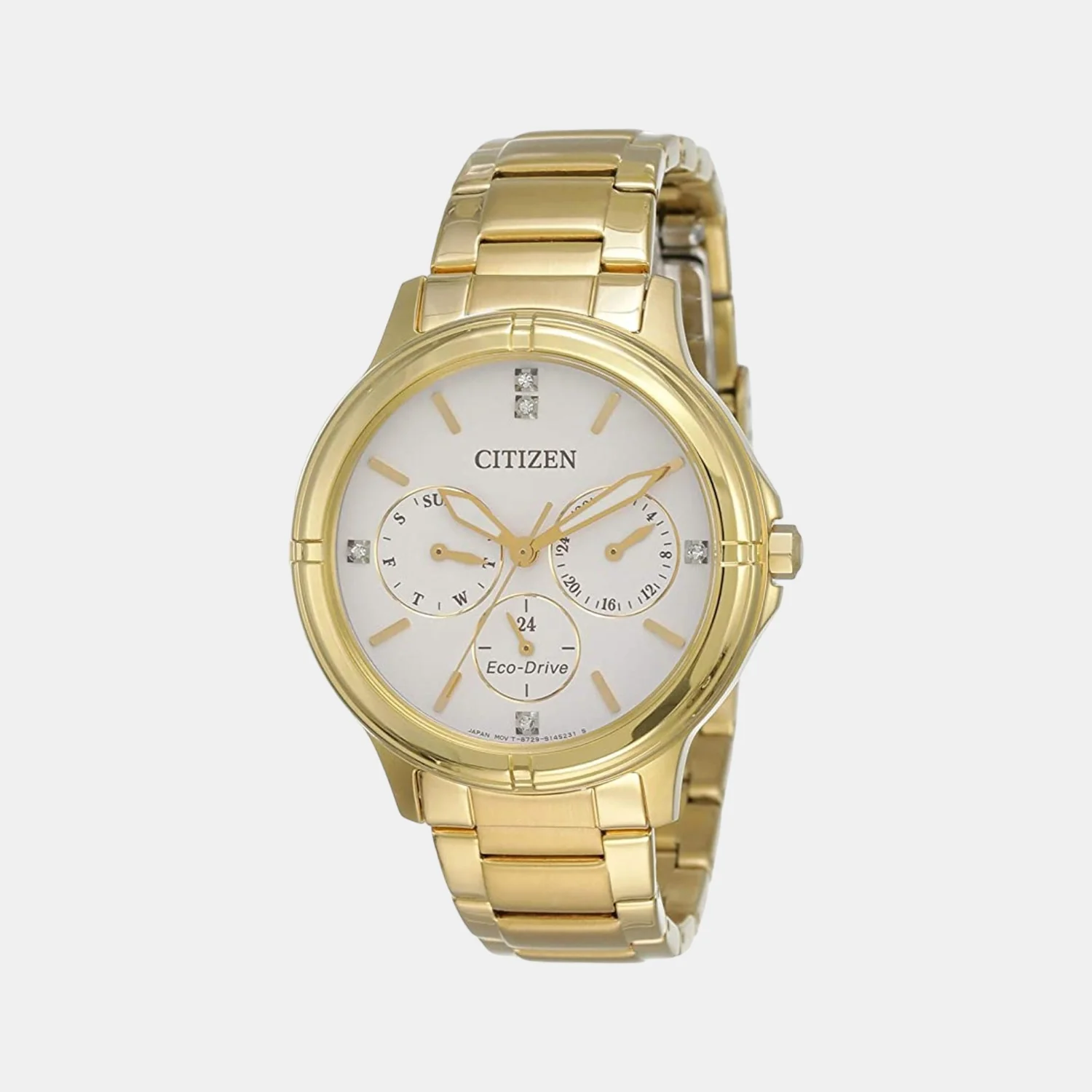 Women Eco-Drive White Dial Chronograph Stainless Steel Watch FD2032-55A