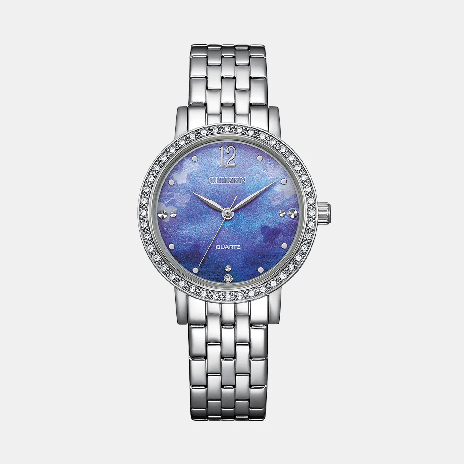 Women Quartz Mother Of Pearl Dial Analog Stainless Steel Watch EL3100-55N