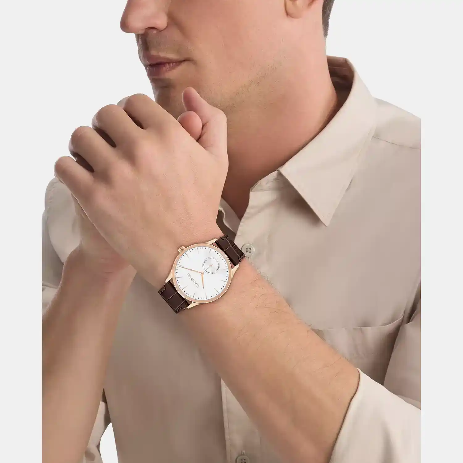 Ck Tailored Men Quartz Silver Dial Analog Leather Watch 25200553 - Image 3