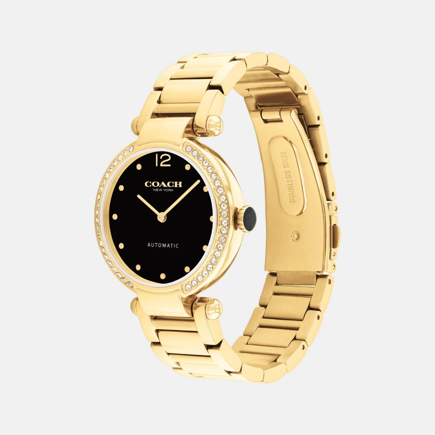 Cary Women Automatic Black Dial Analog Stainless Steel Watch 14504579 - Image 2