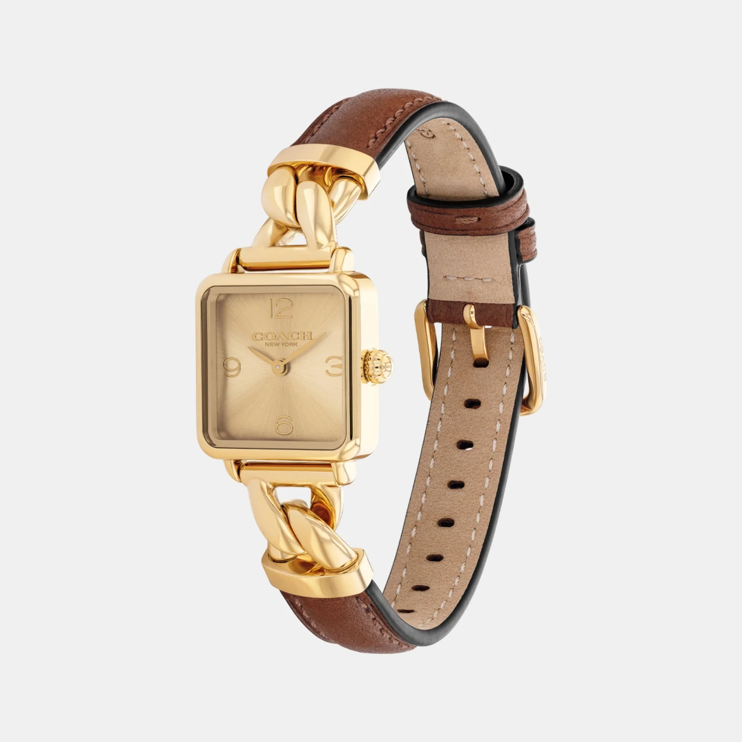 Cass Women Quartz Gold Sunray Dial Analog Calfskin Watch 14504555 - Image 2