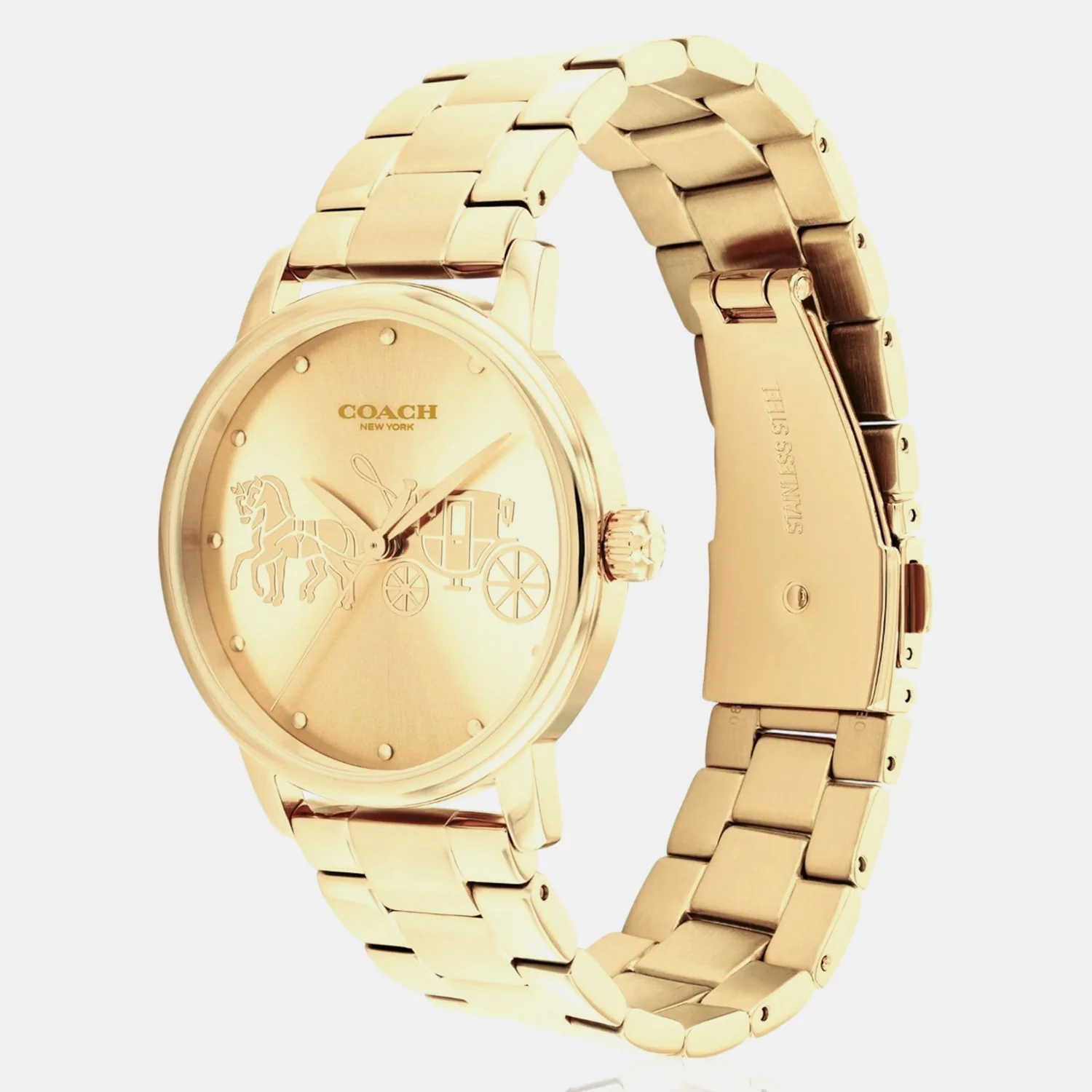 Grand Women Quartz Gold Dial Analog Stainless Steel Watch 14503075 - Image 4