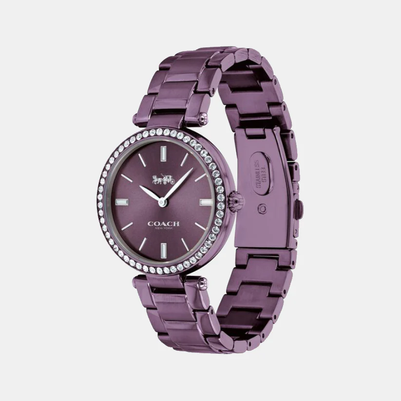 Park Women Quartz Purple Dial Analog Stainless Steel Watch 14503422 - Image 4