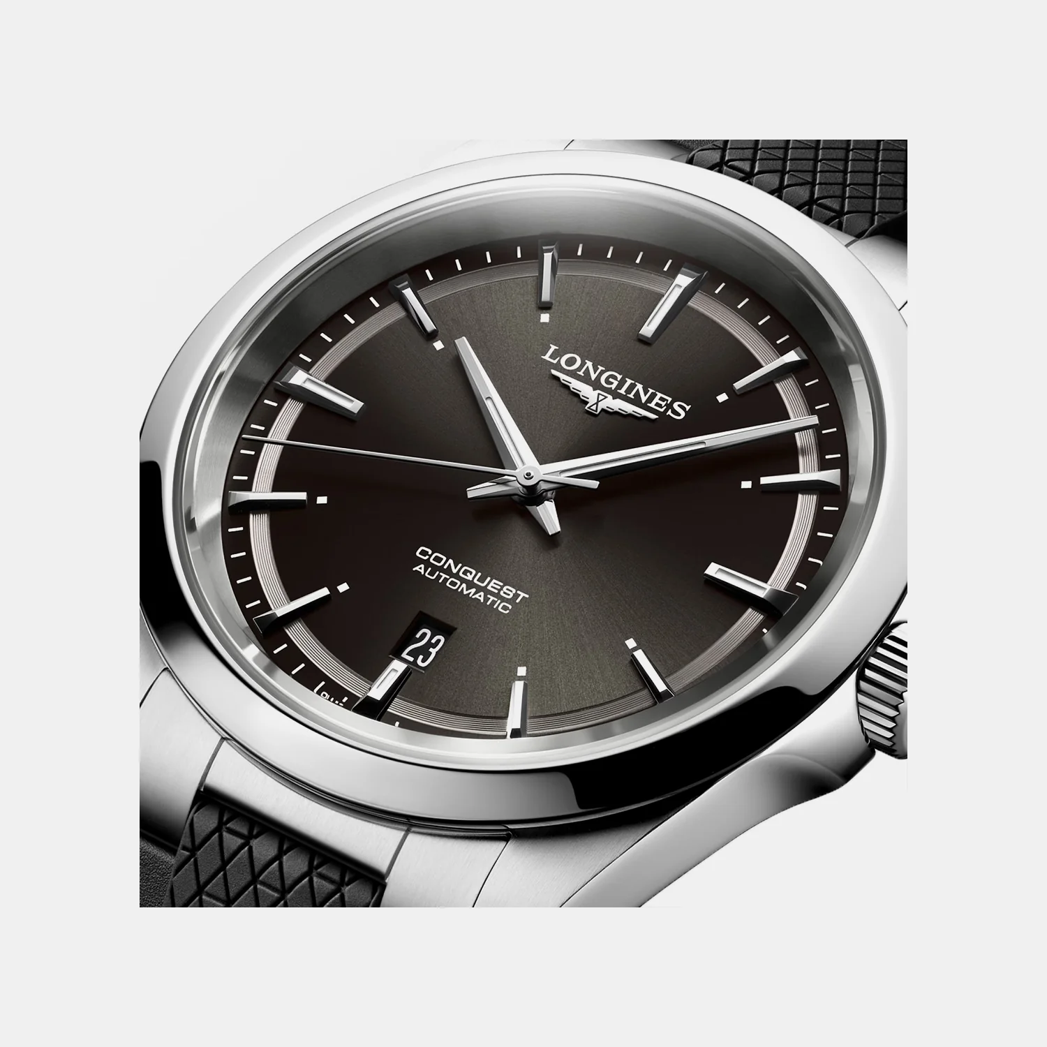 Conquest Men Automatic Black Dial Analog Leather Watch L38304529 - Image 2