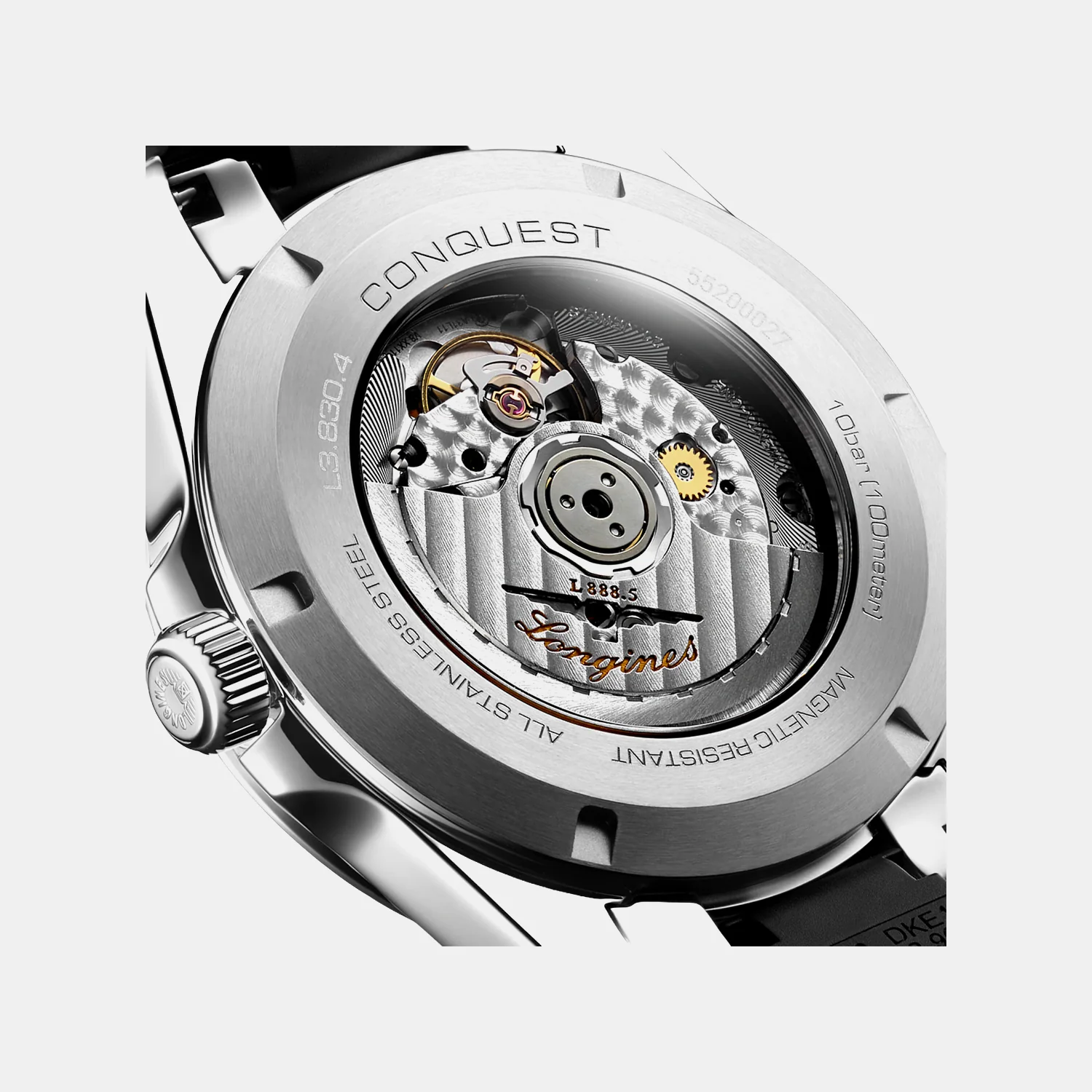 Conquest Men Automatic Black Dial Analog Leather Watch L38304529 - Image 3