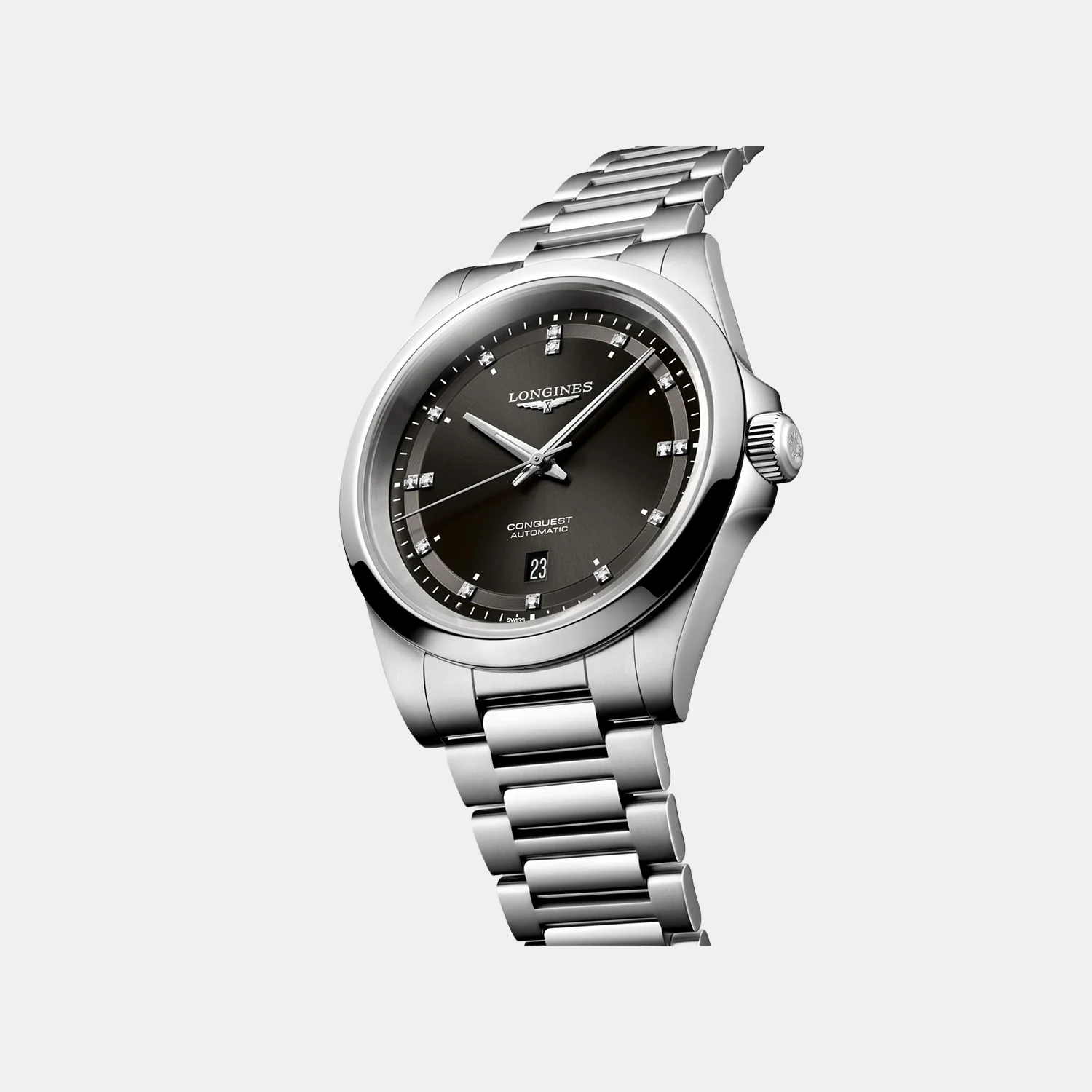 Conquest Men Automatic Black Dial Analog Stainless Steel Watch L38304576 - Image 3