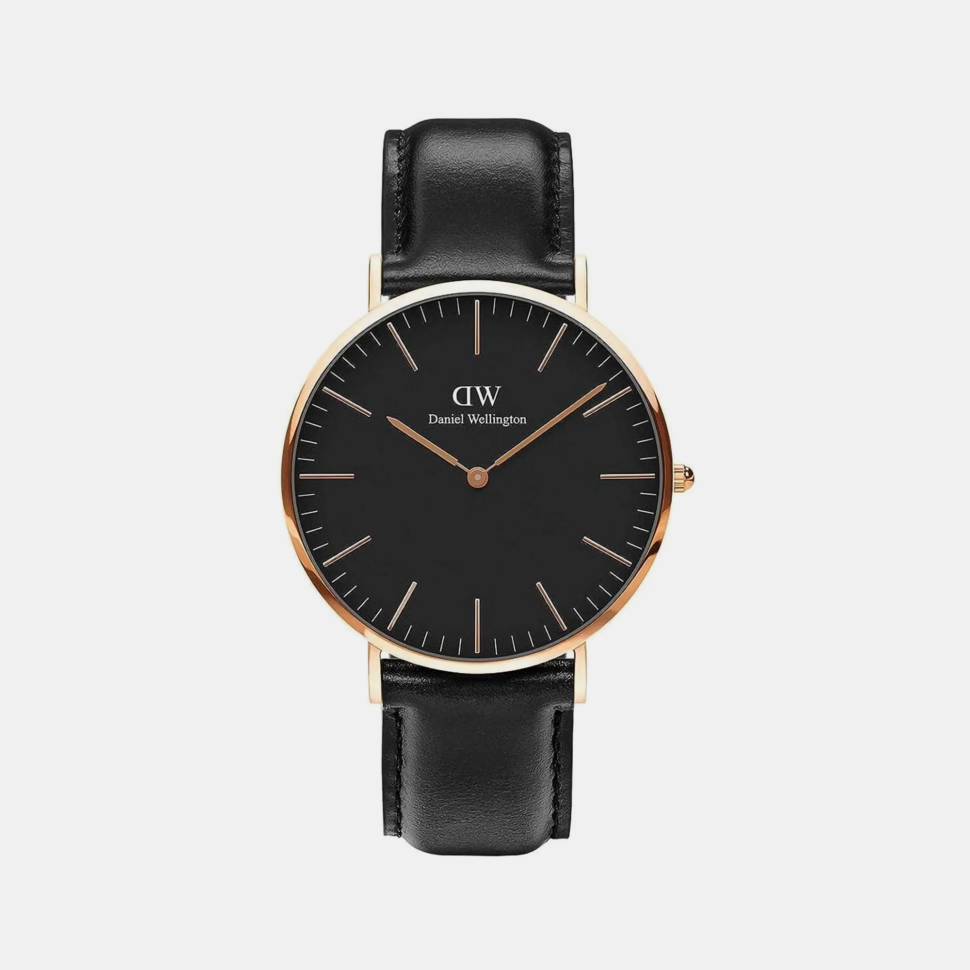 Classic Men Quartz Black Dial Analog Leather Watch DW00100127 - Image 2