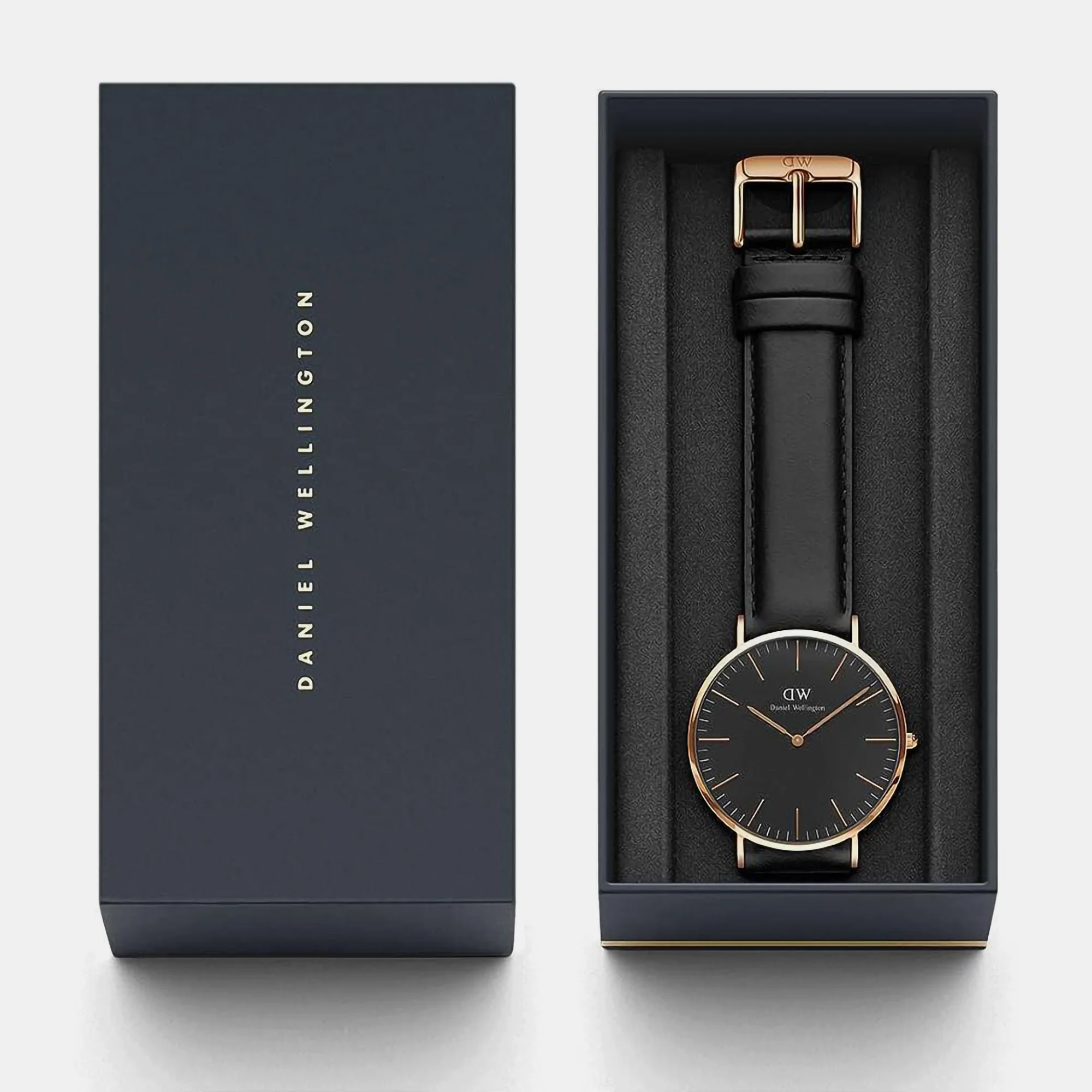 Classic Men Quartz Black Dial Analog Leather Watch DW00100127 - Image 3