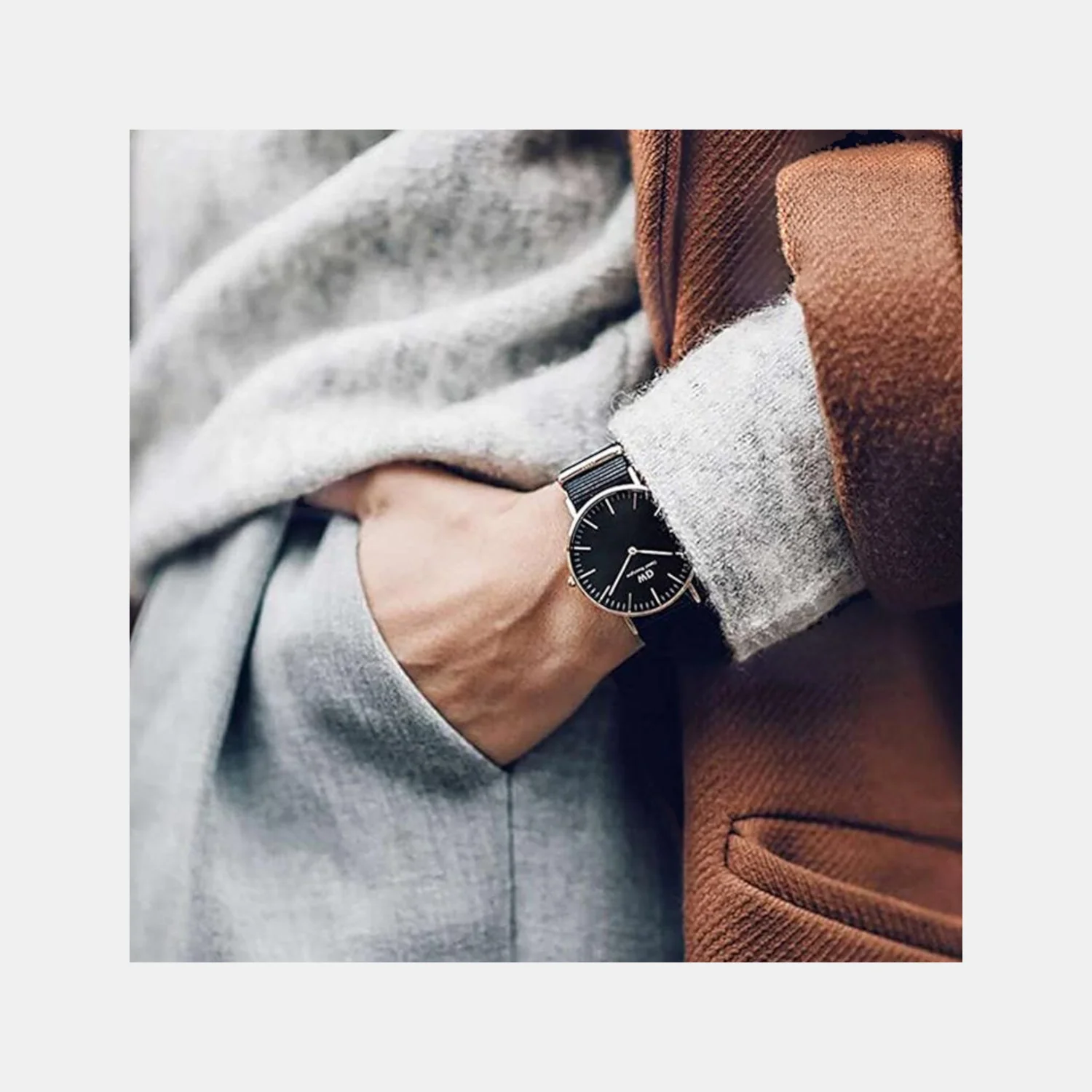 Classic Men Quartz Black Dial Analog Polyester Watch DW00100148 - Image 4