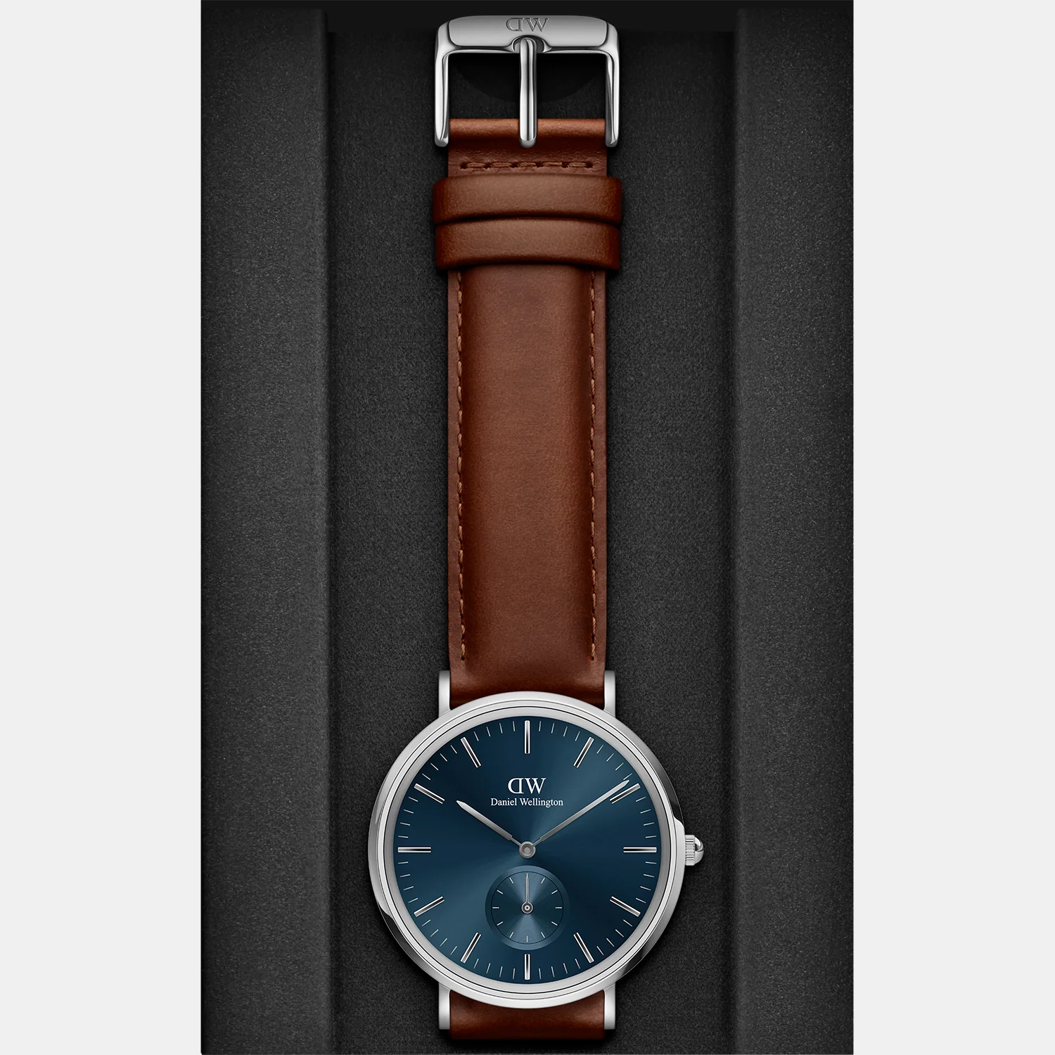 Classic Men Quartz Blue Dial Analog Leather Watch DW00100709K - Image 4