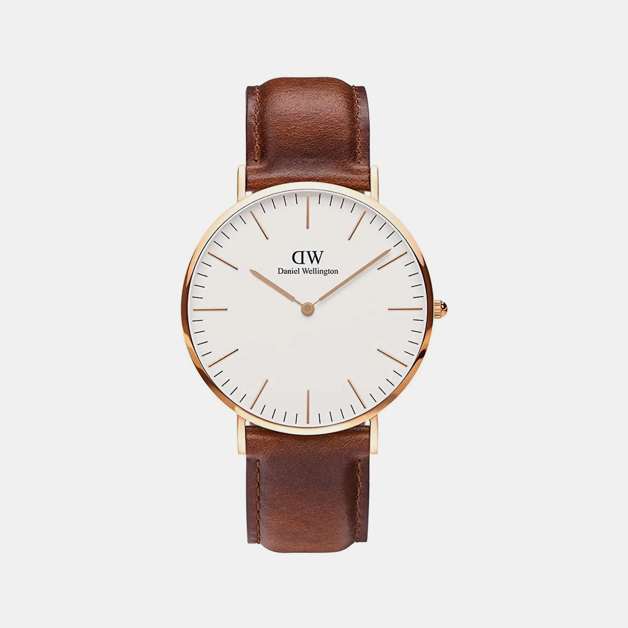 Classic Men Quartz White Dial Analog Leather Watch DW00100006K