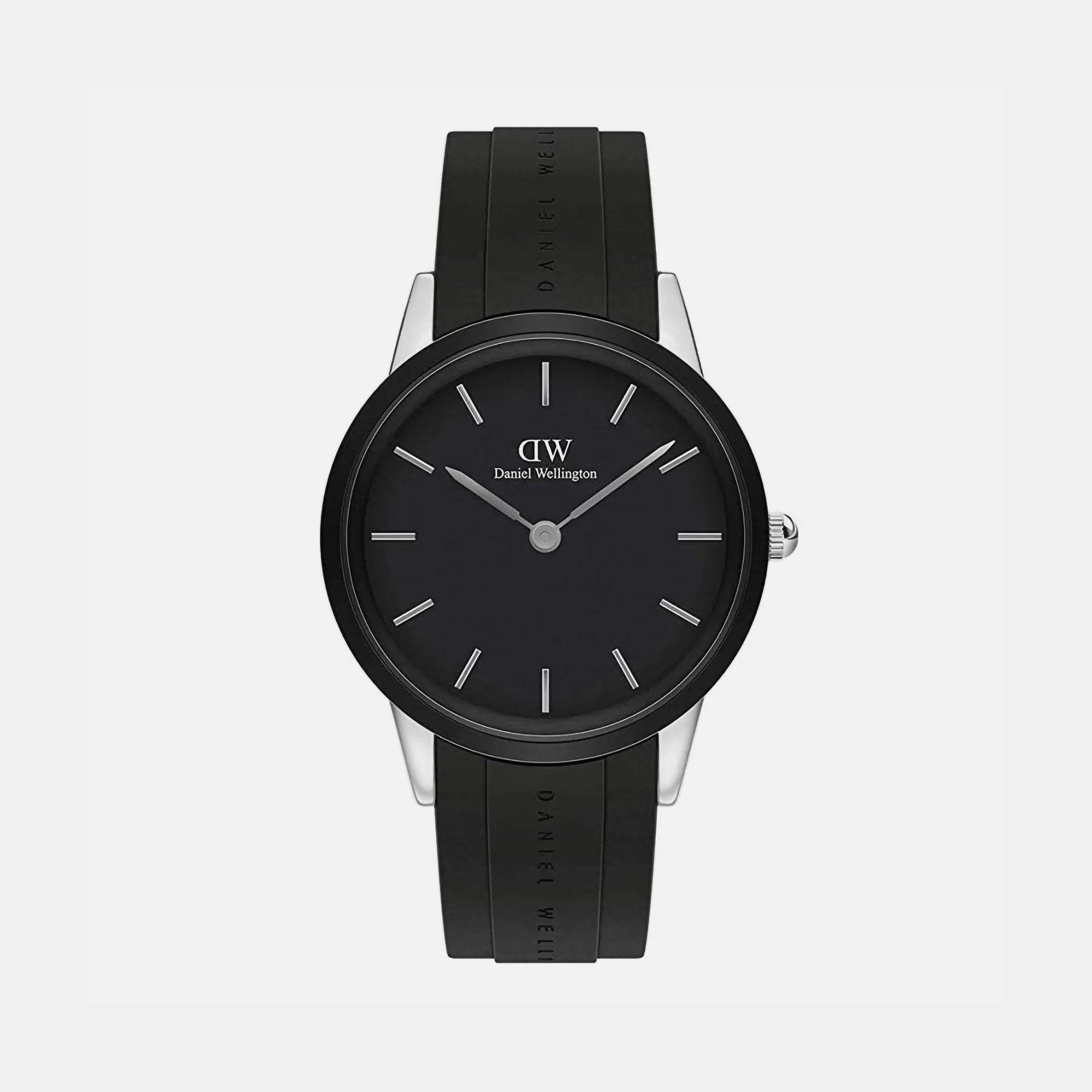 Iconic Men Quartz Black Dial Analog Silicone Watch DW00100436K
