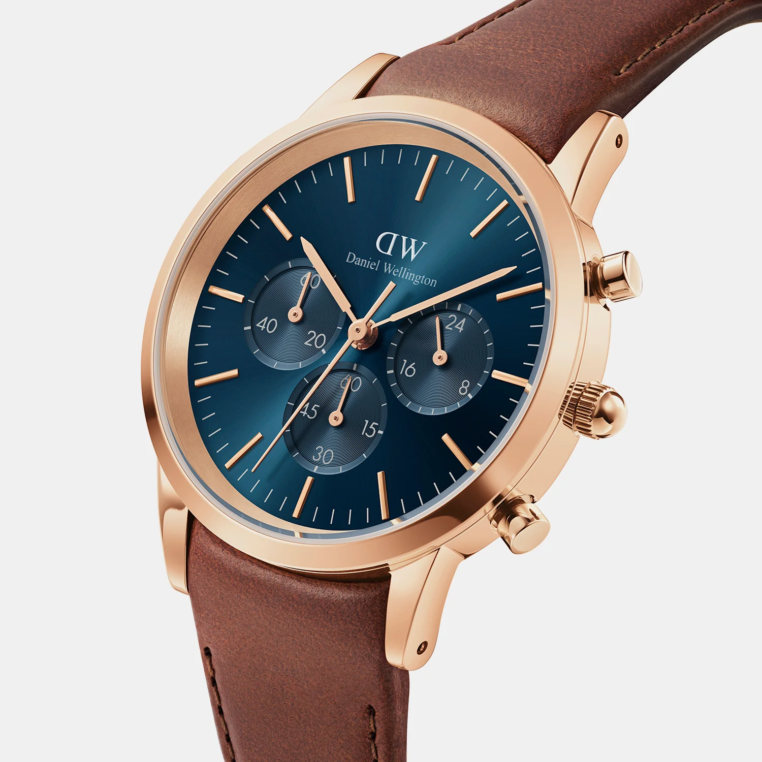Iconic Men Quartz Blue Dial Chronograph Leather Watch DW00100639K - Image 3