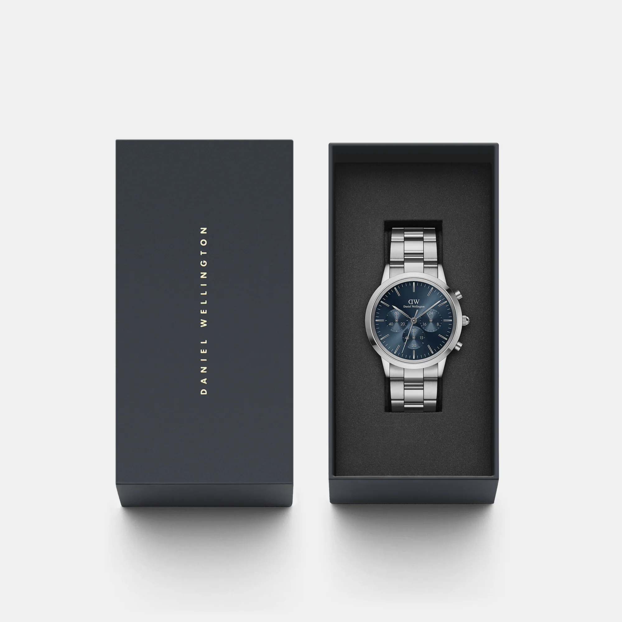 Iconic Men Quartz Blue Dial Chronograph Stainless Steel Watch DW00100644K - Image 5