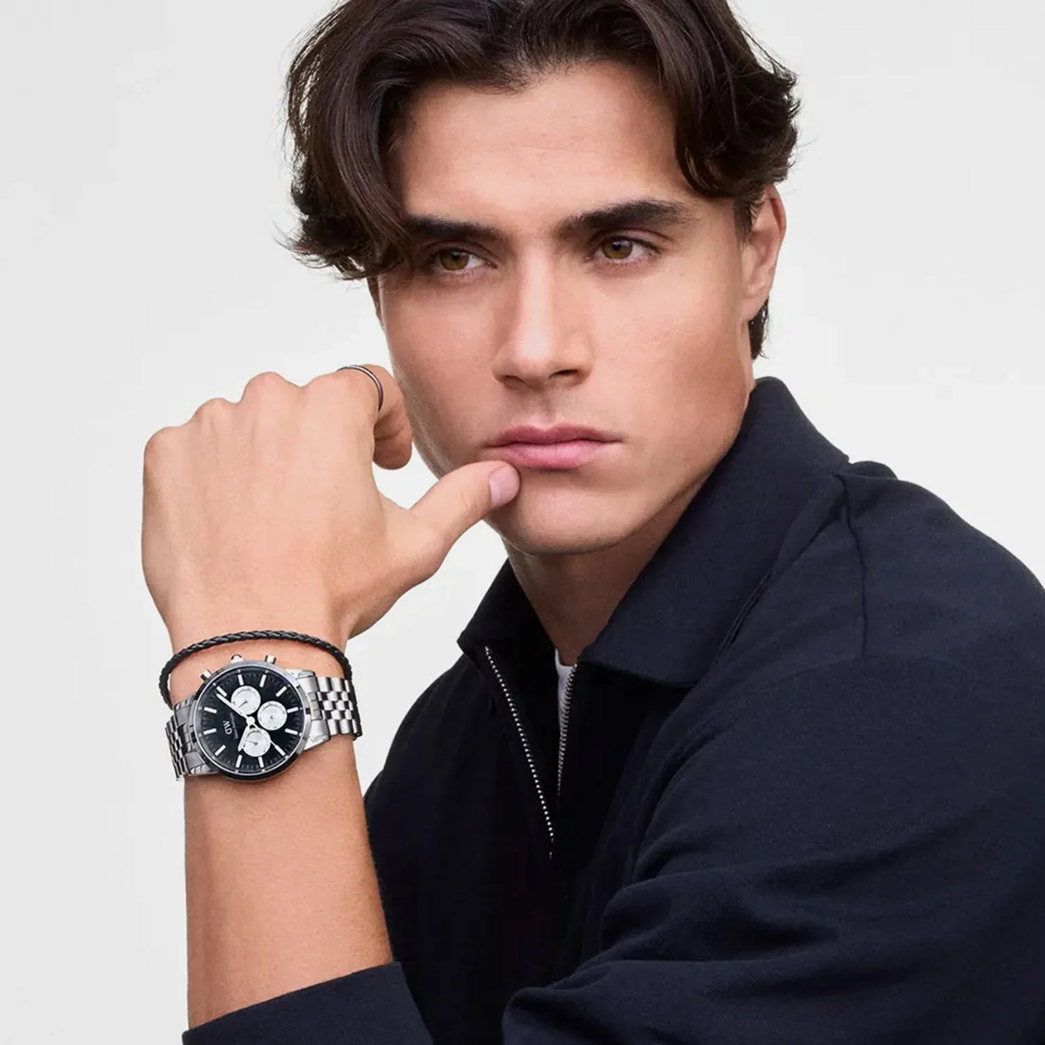 Iconic Onyx Panda Men Quartz Black Dial Chronograph Stainless Steel Watch DW00100873K - Image 3