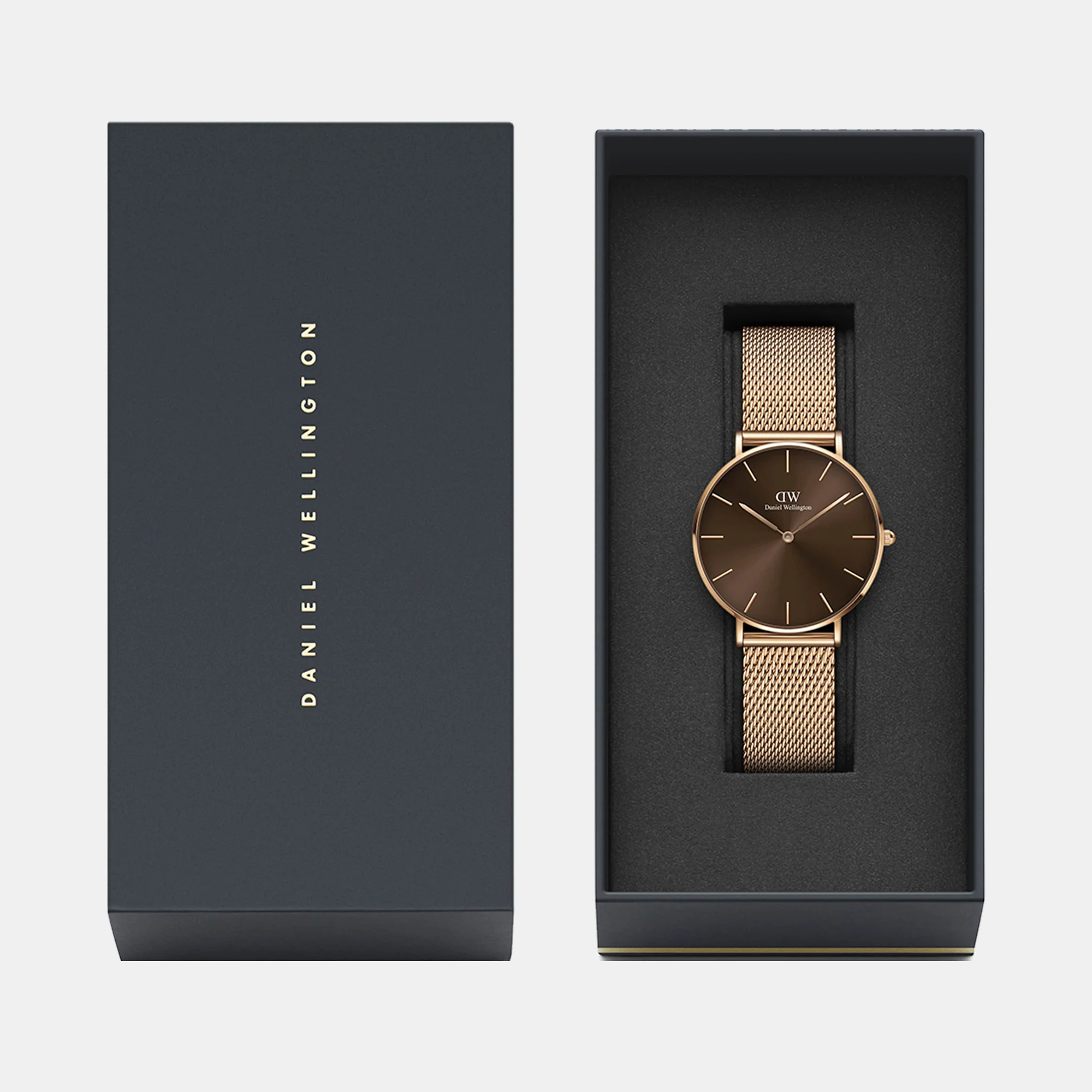 Petite Unisex Quartz Brown Dial Analog Stainless Steel Watch DW00100478K - Image 3