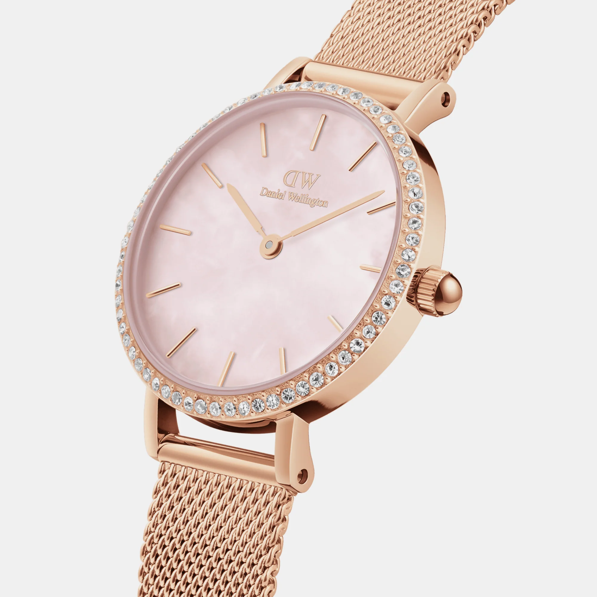 Petite Women Quartz Mother Of Pearl Dial Analog Mesh Watch DW00100663K - Image 3