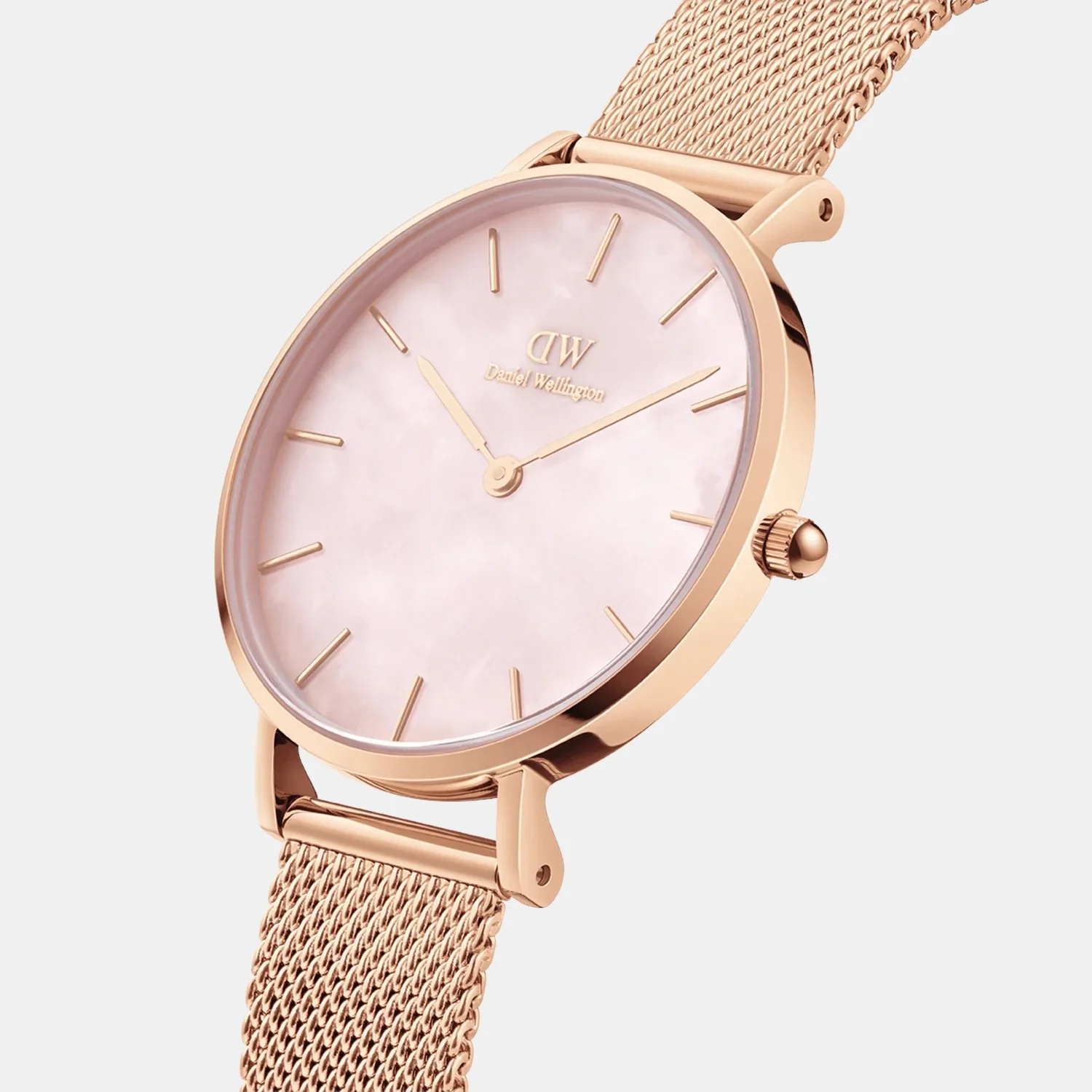 Petite Women Quartz Pink Mother of Pearl Dial Analog Stainless Steel Watch DW00100516K - Image 3