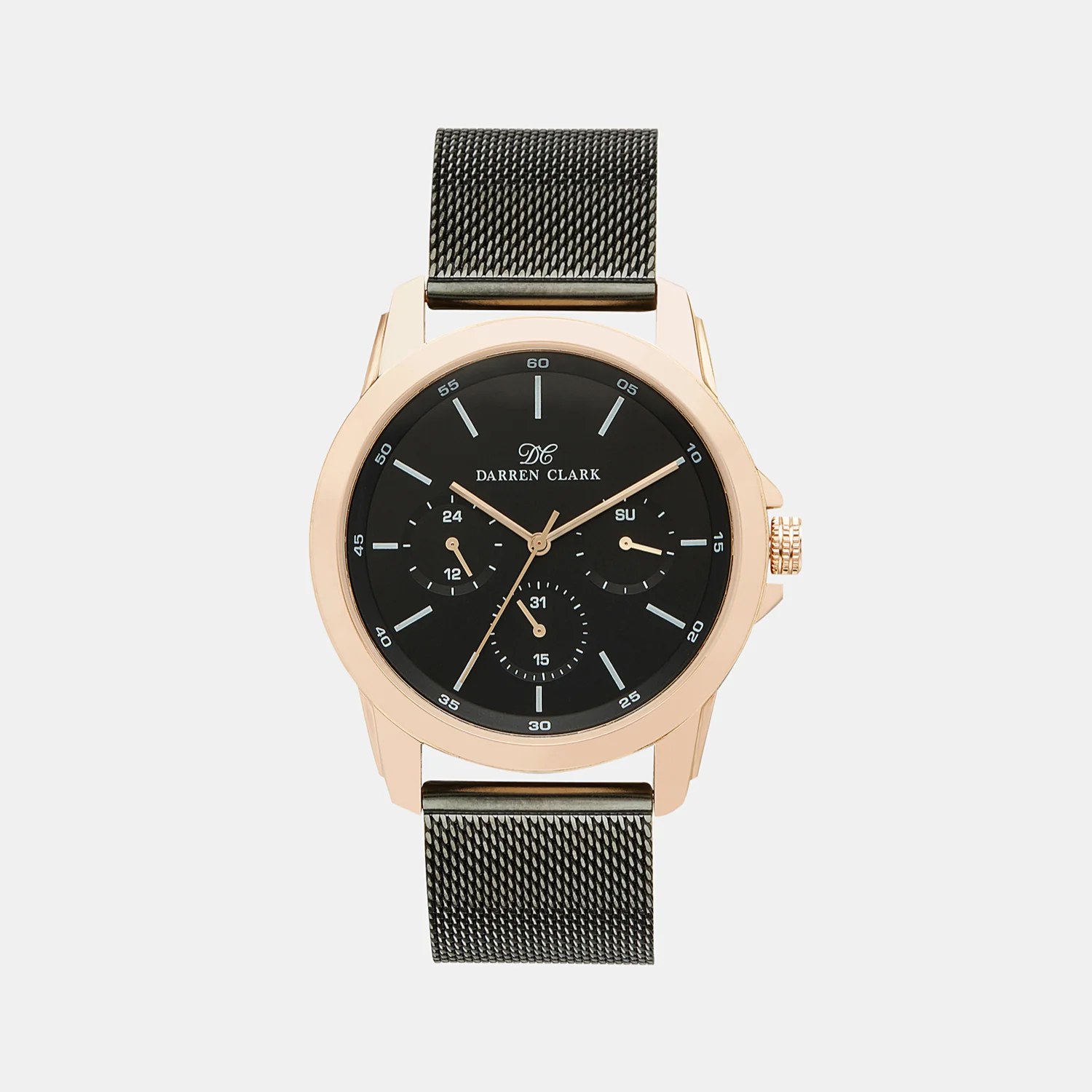 Men Quartz Black Dial Chronograph Mesh Watch 1007F-E0304