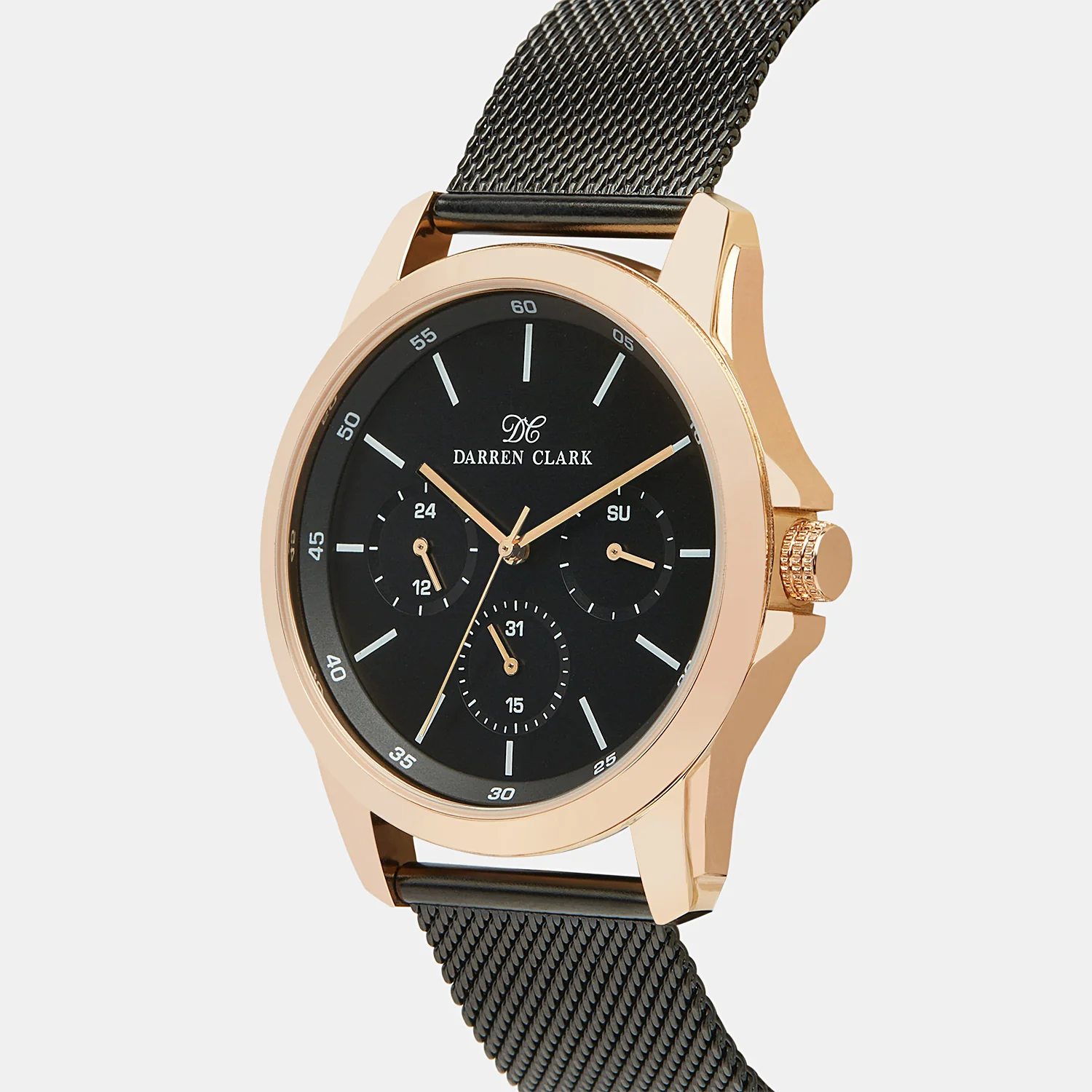 Men Quartz Black Dial Chronograph Mesh Watch 1007F-E0304 - Image 2