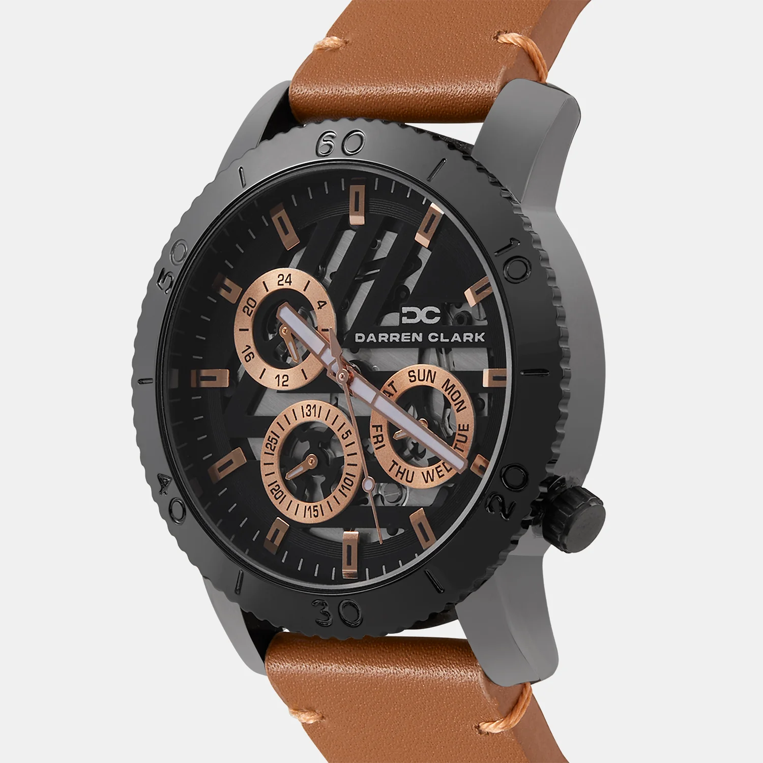 Men Quartz Black Dial Multi-Function Leather Watch 1011R-L0404 - Image 2