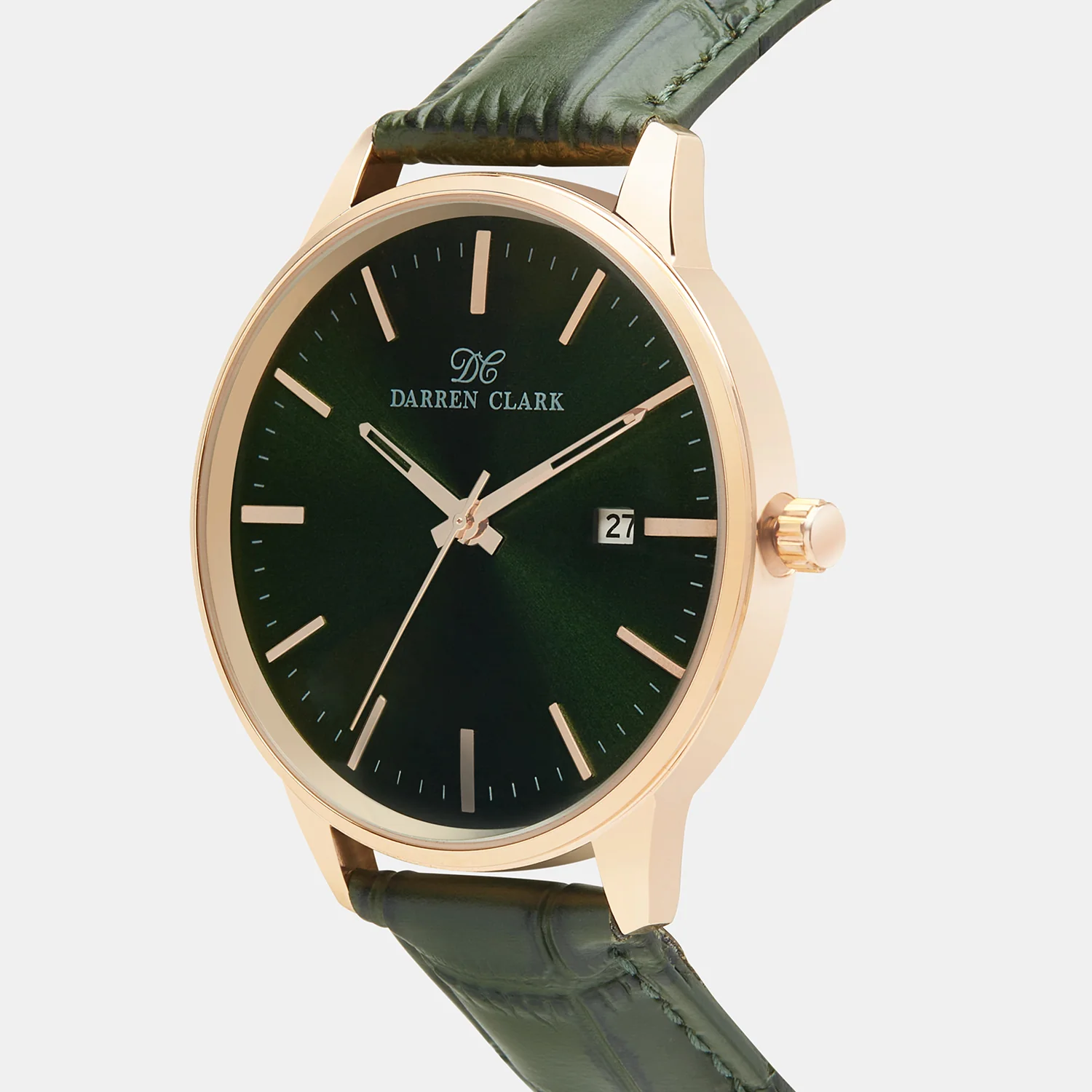 Men Quartz Green Dial Analog Leather Watch 1001L-L0314 - Image 2