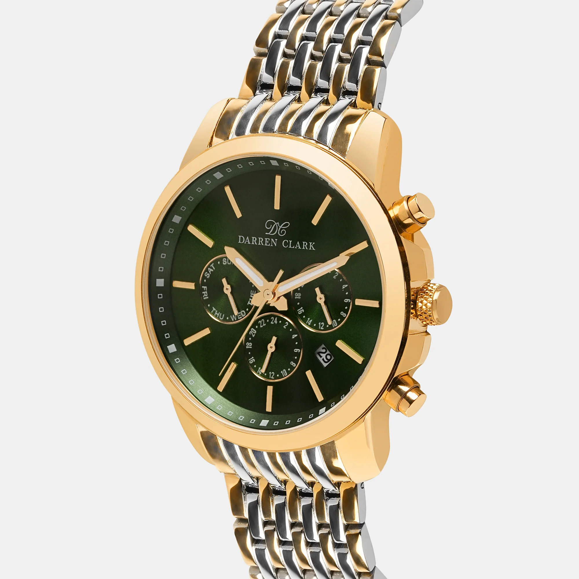 Men Quartz Green Dial Analog Stainless Steel Watch 1008D-M0214 - Image 2