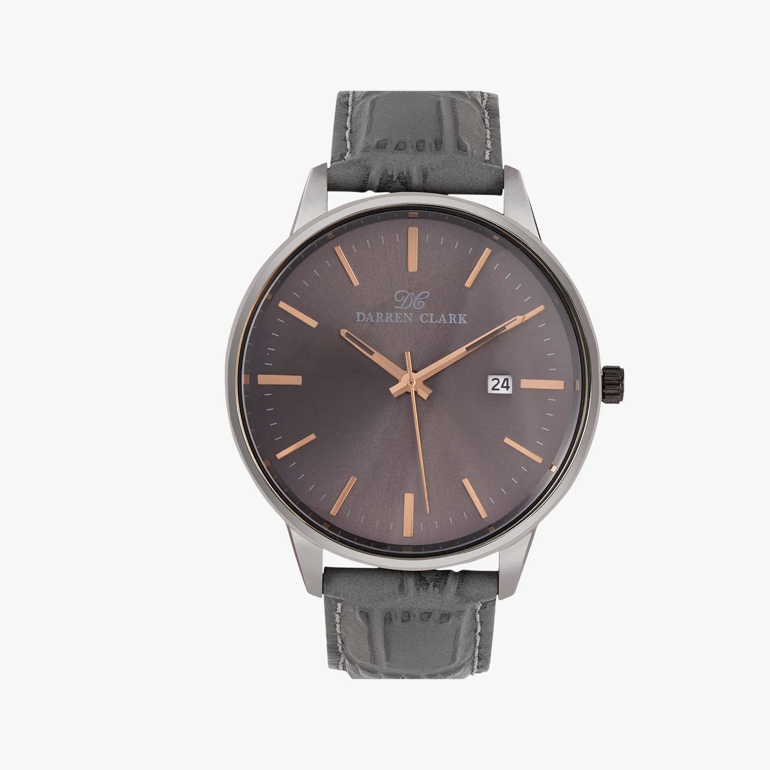 Men Quartz Grey Dial Analog Leather Watch 1001I-L0404