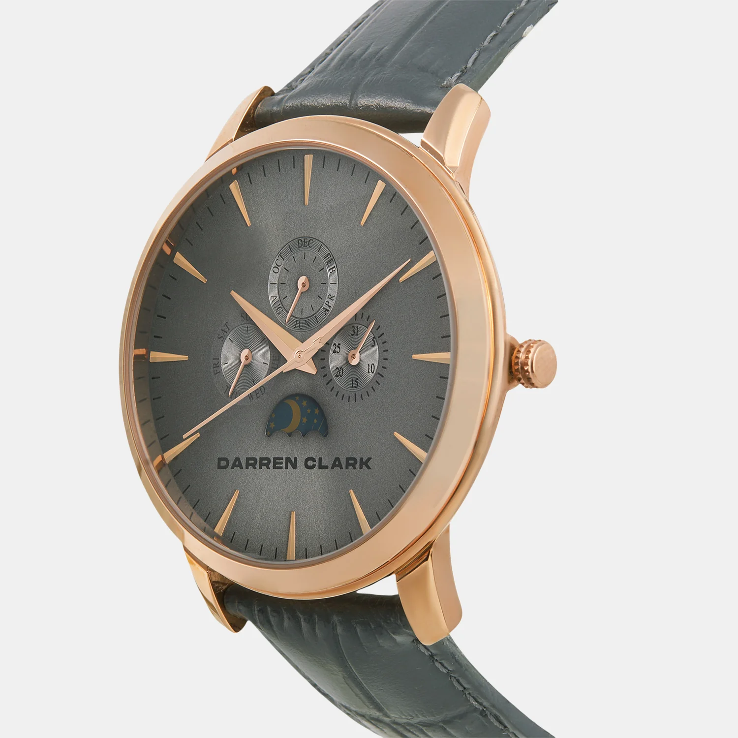 Men Quartz Grey Dial Multi-Function Leather Watch 1012I-L0315 - Image 2