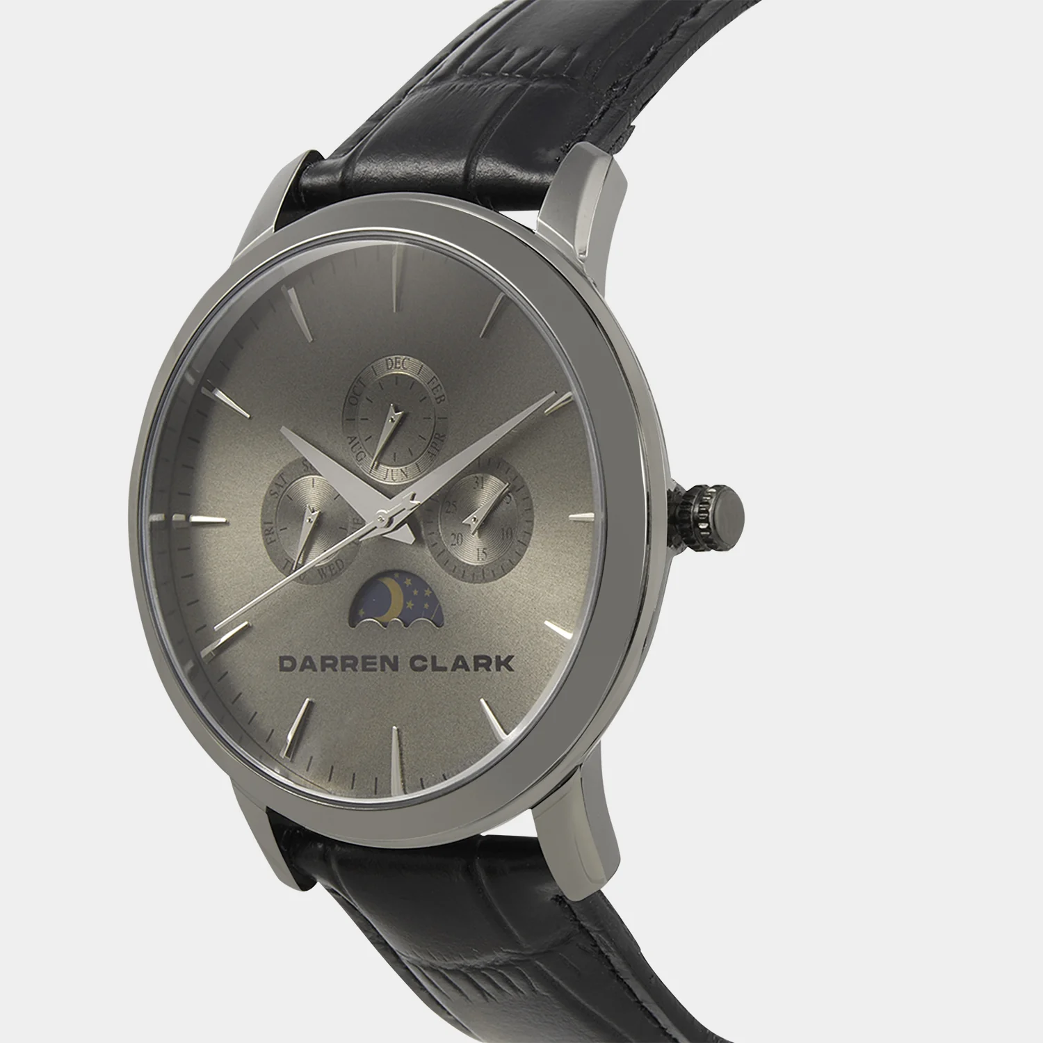 Men Quartz Grey Dial Multi-Function Leather Watch 1012J-L0315 - Image 2