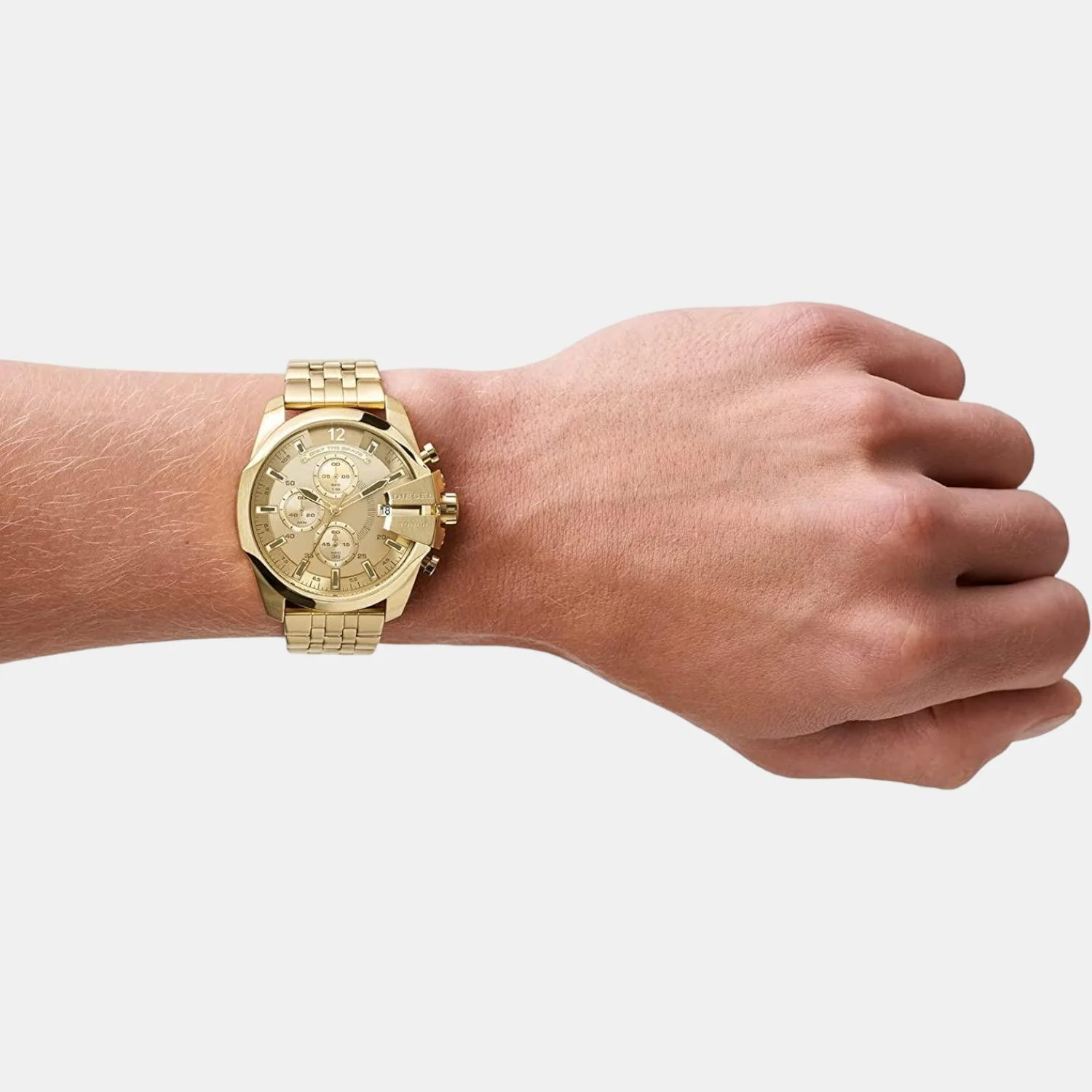 Baby Chief Men Quartz Gold Dial Chronograph Stainless Steel Watch DZ4565 - Image 4