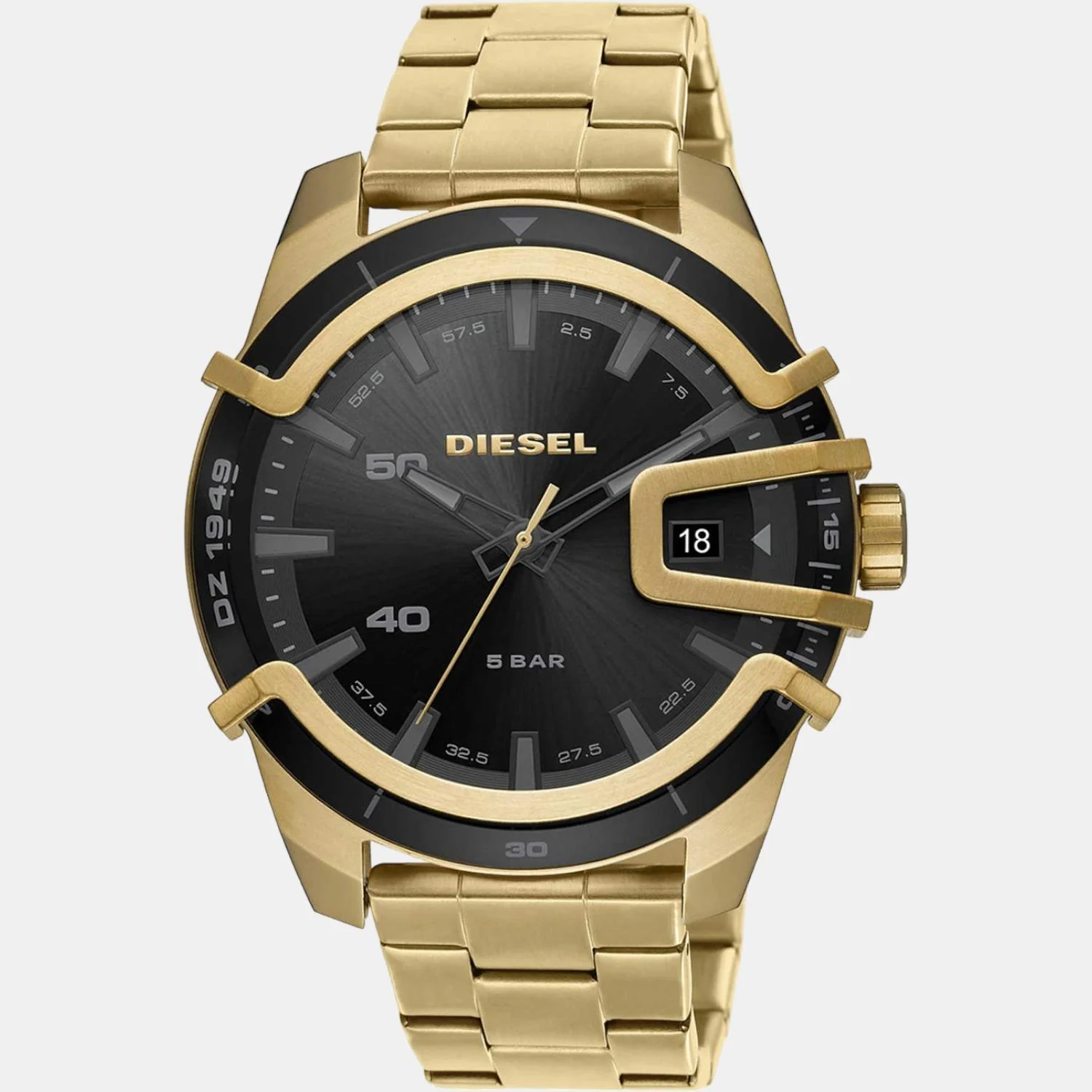 Caged Men Quartz Black Dial Analog Stainless Steel Watch DZ1949 - Image 3