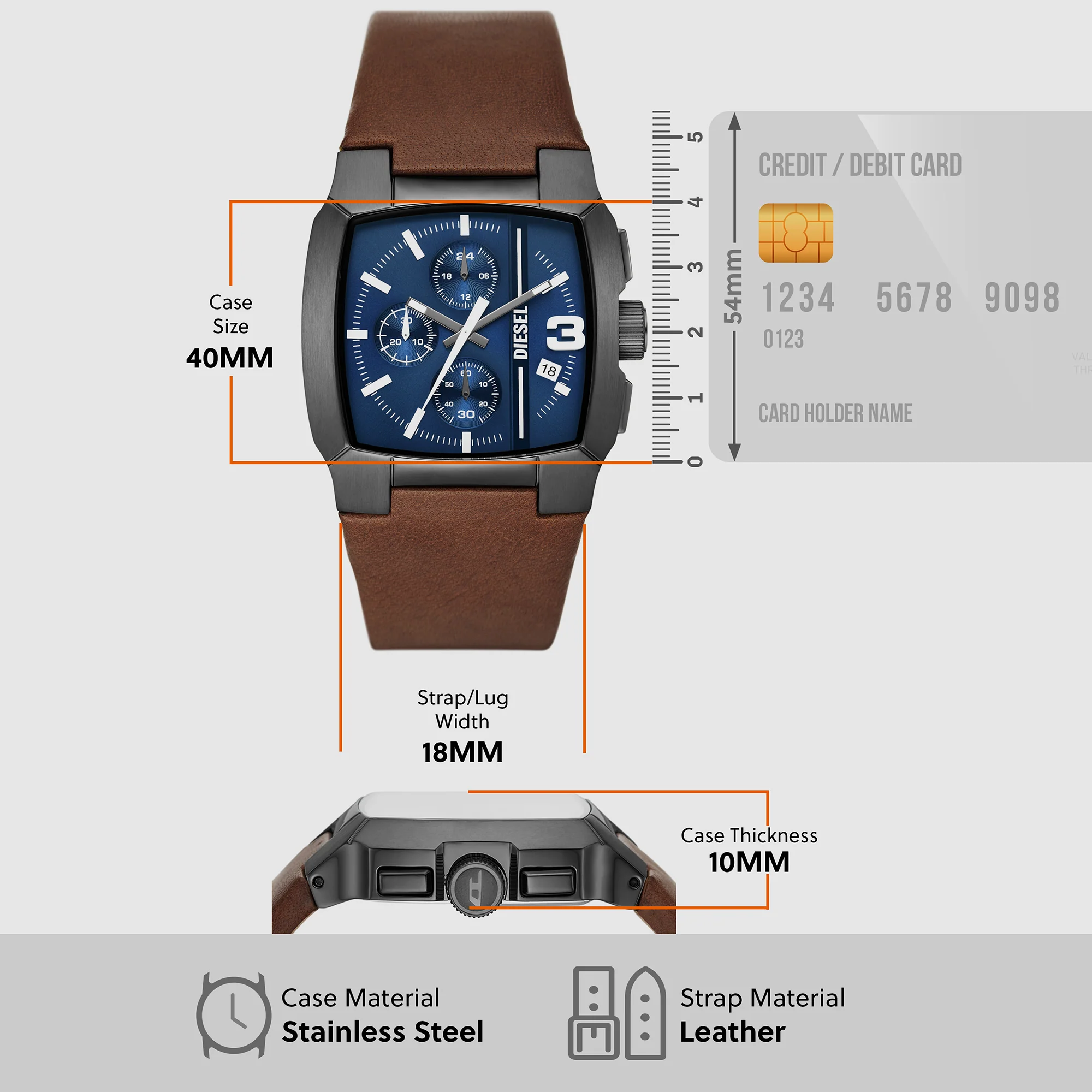 Cliffhanger Men Quartz Blue Dial Chronograph Leather Watch DZ4641 - Image 5